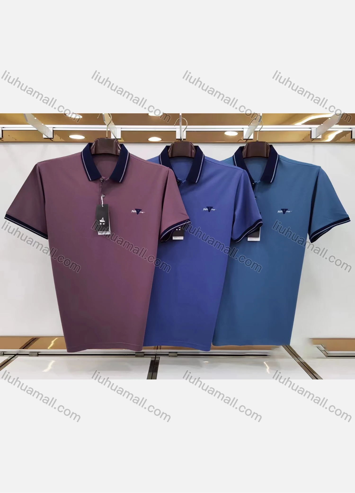 Wholesale Men's Causal Plain Labelled Short Sleeve Polo Shirt - Liuhuamall