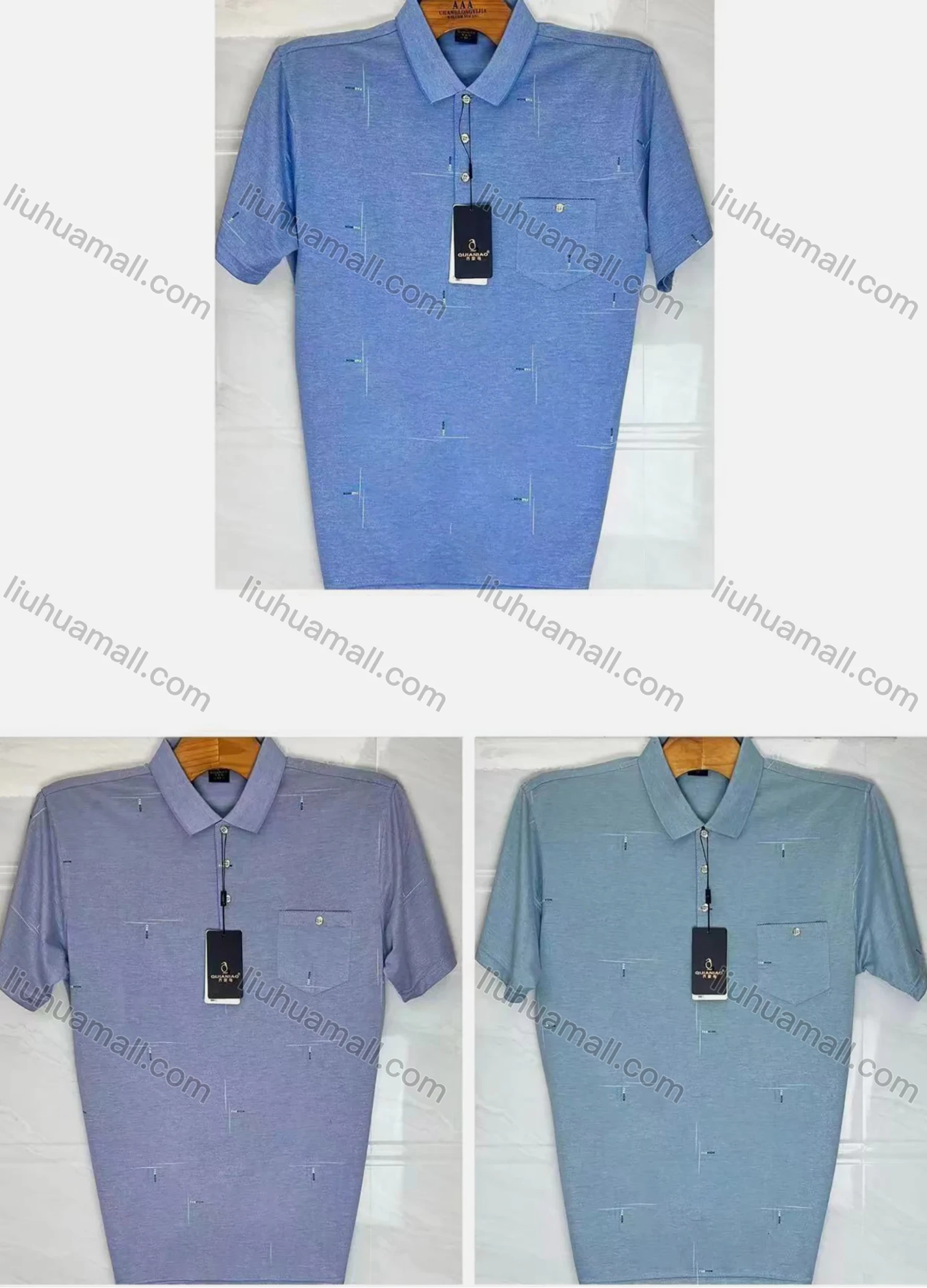 Wholesale Men's Causal Patch Pocket Short Sleeve Polo Shirt - Liuhuamall