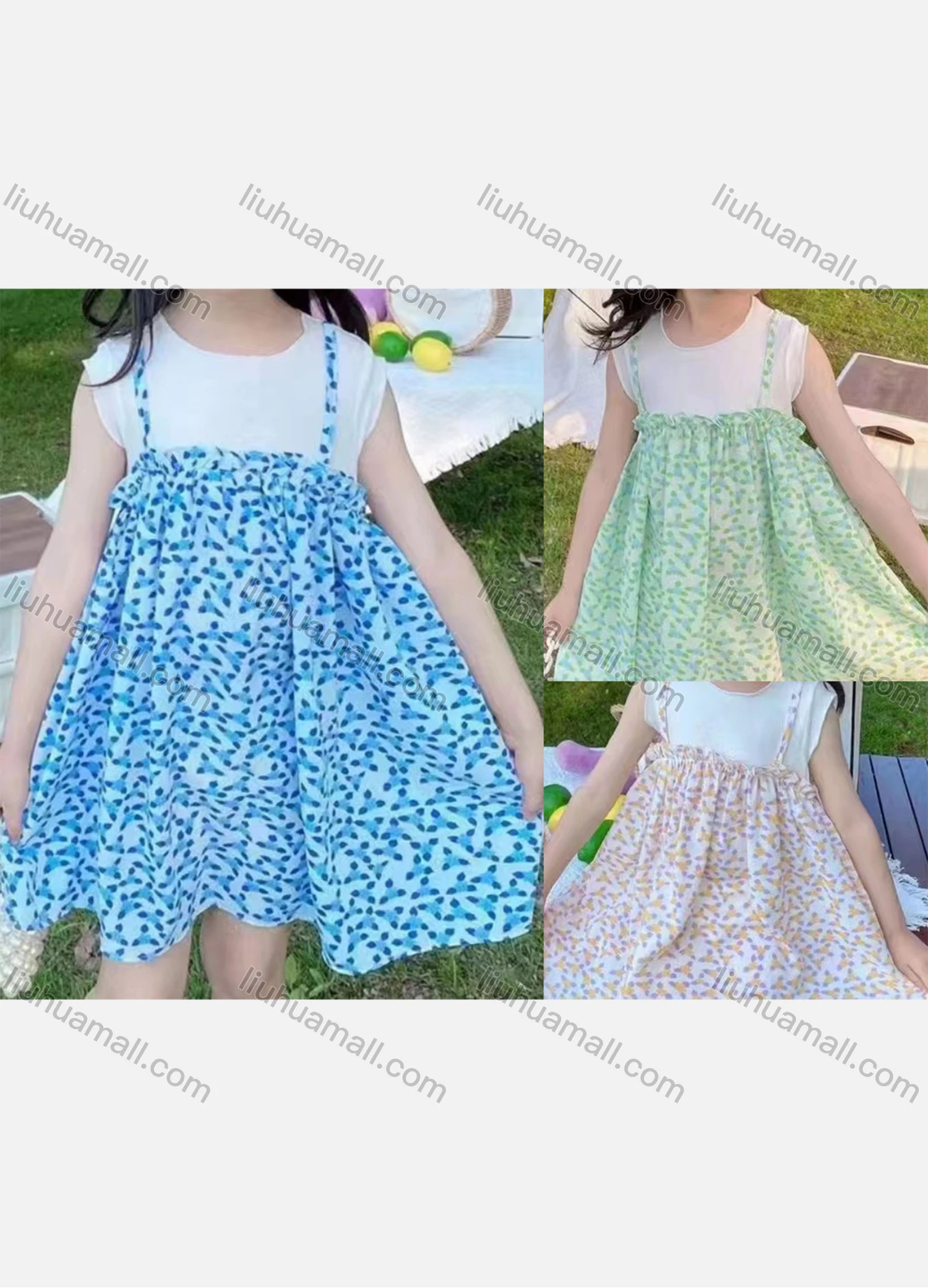 Wholesale Girls Cute Crew Neck Sleeveless Polka Dot Cami Dress - Liuhuamall