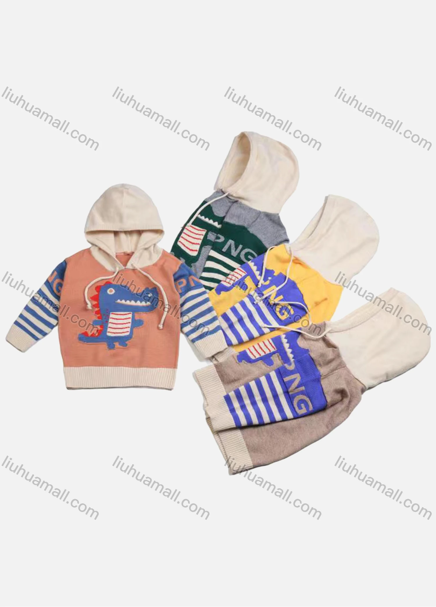 Wholesale Kid's Casual Colorblock Cartoon Graphic Drawstring Knit Hoodie (Pack Of 12)6359# - Liuhuamall