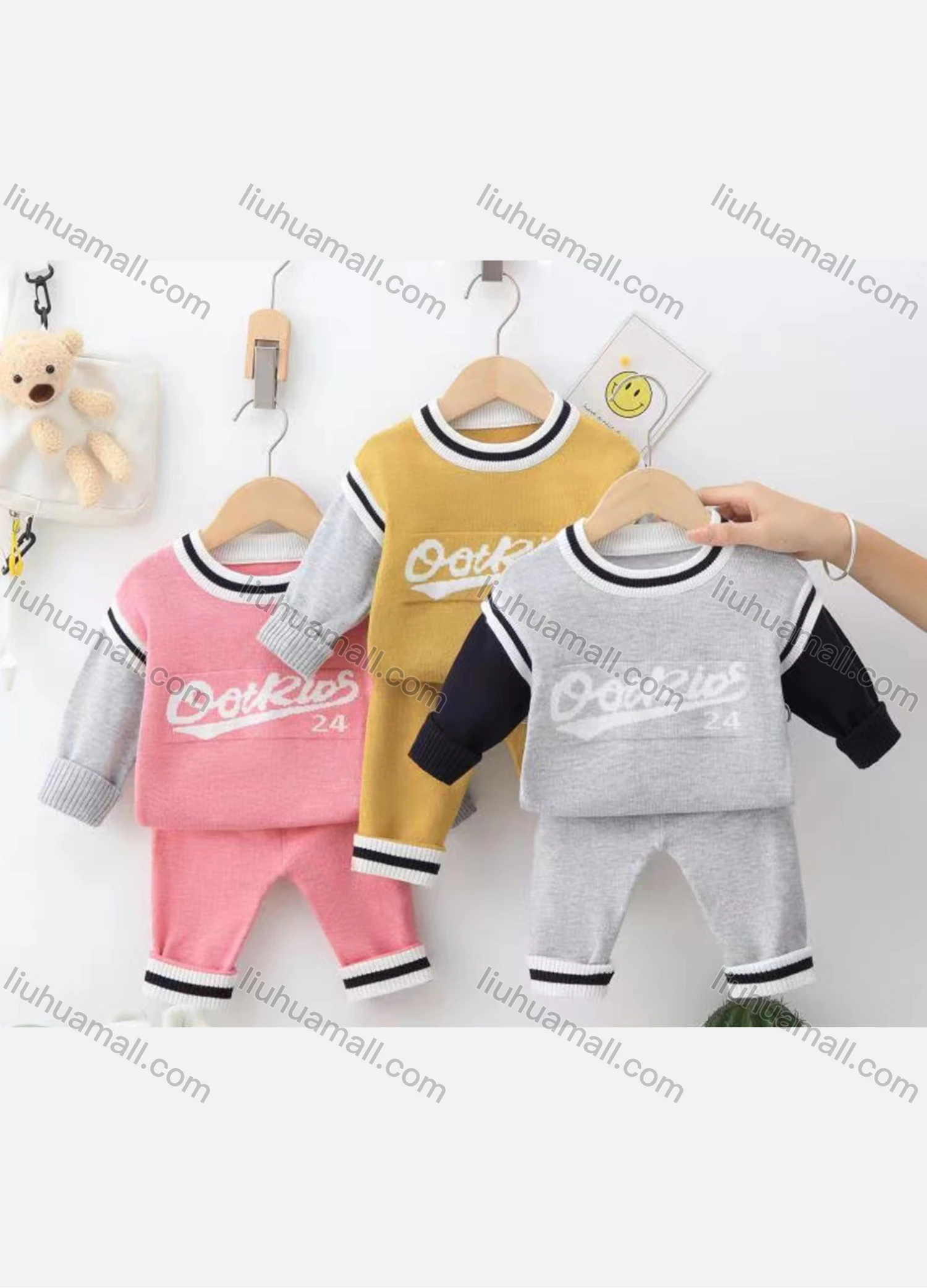 Wholesale Baby's Casual Long Sleeve Round Neck Sweater & Pants 2 piece Set (Pack Of 12) 6348# - Liuhuamall