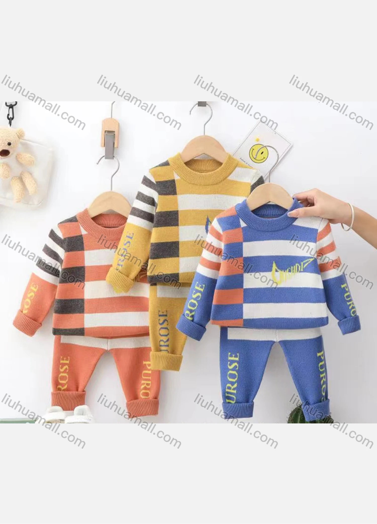 Wholesale Baby's Casual Long Sleeve Round Neck Sweater & Pants 2 piece Set (Pack Of 12) 6348# - Liuhuamall