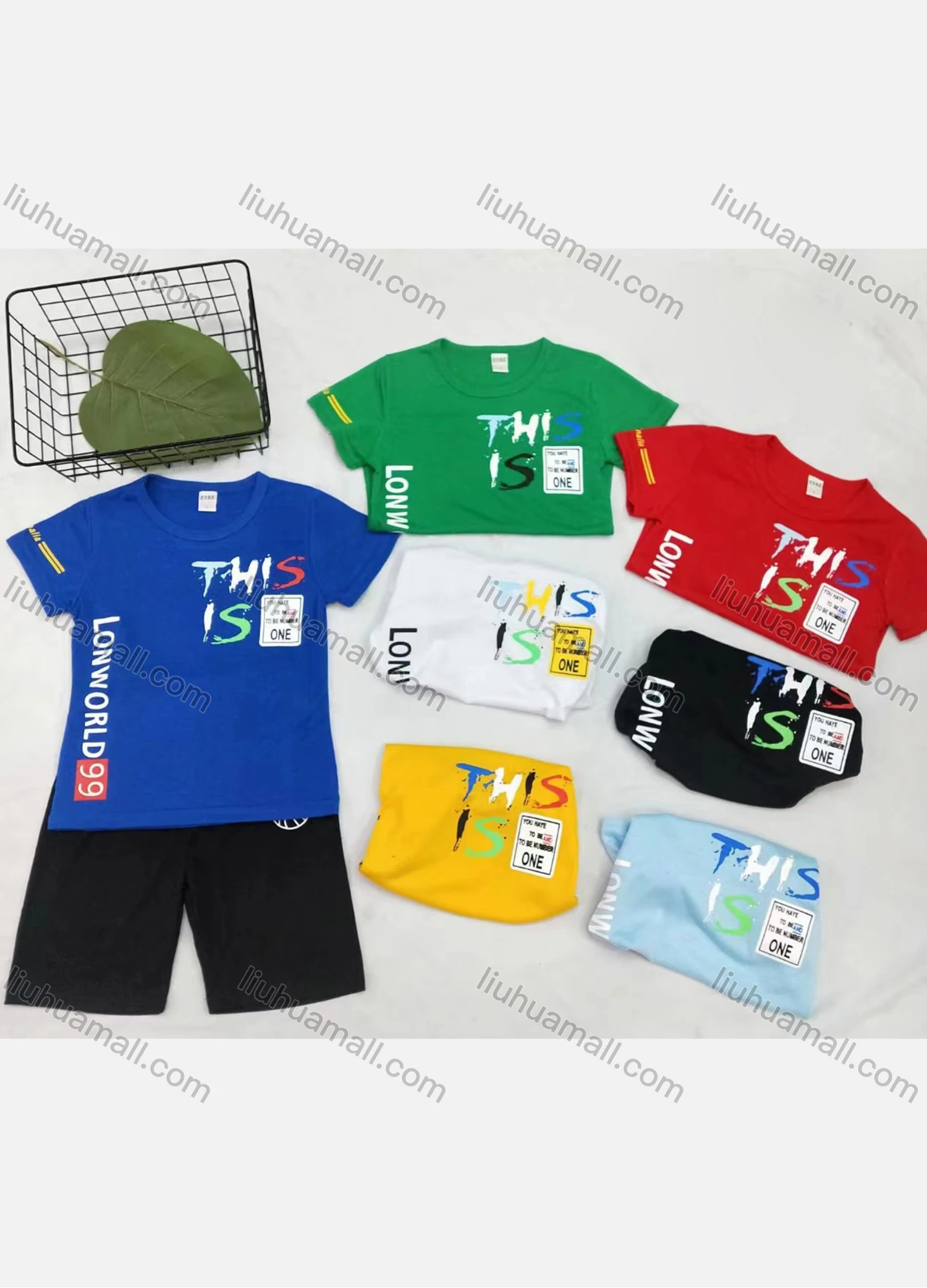 Wholesale Boy's Casual Letter Print Round Neck Short Sleeve Tee & Shorts 2 Piece Set - Liuhuamall