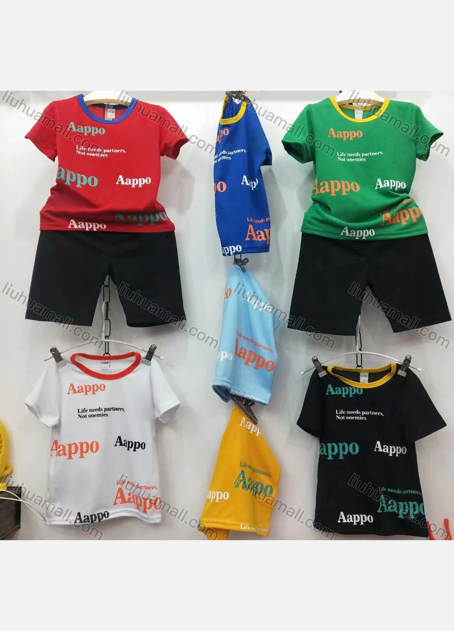 Wholesale Boy's Casual Letter Print Round Neck Short Sleeve Tee & Shorts 2 Piece Set - Liuhuamall
