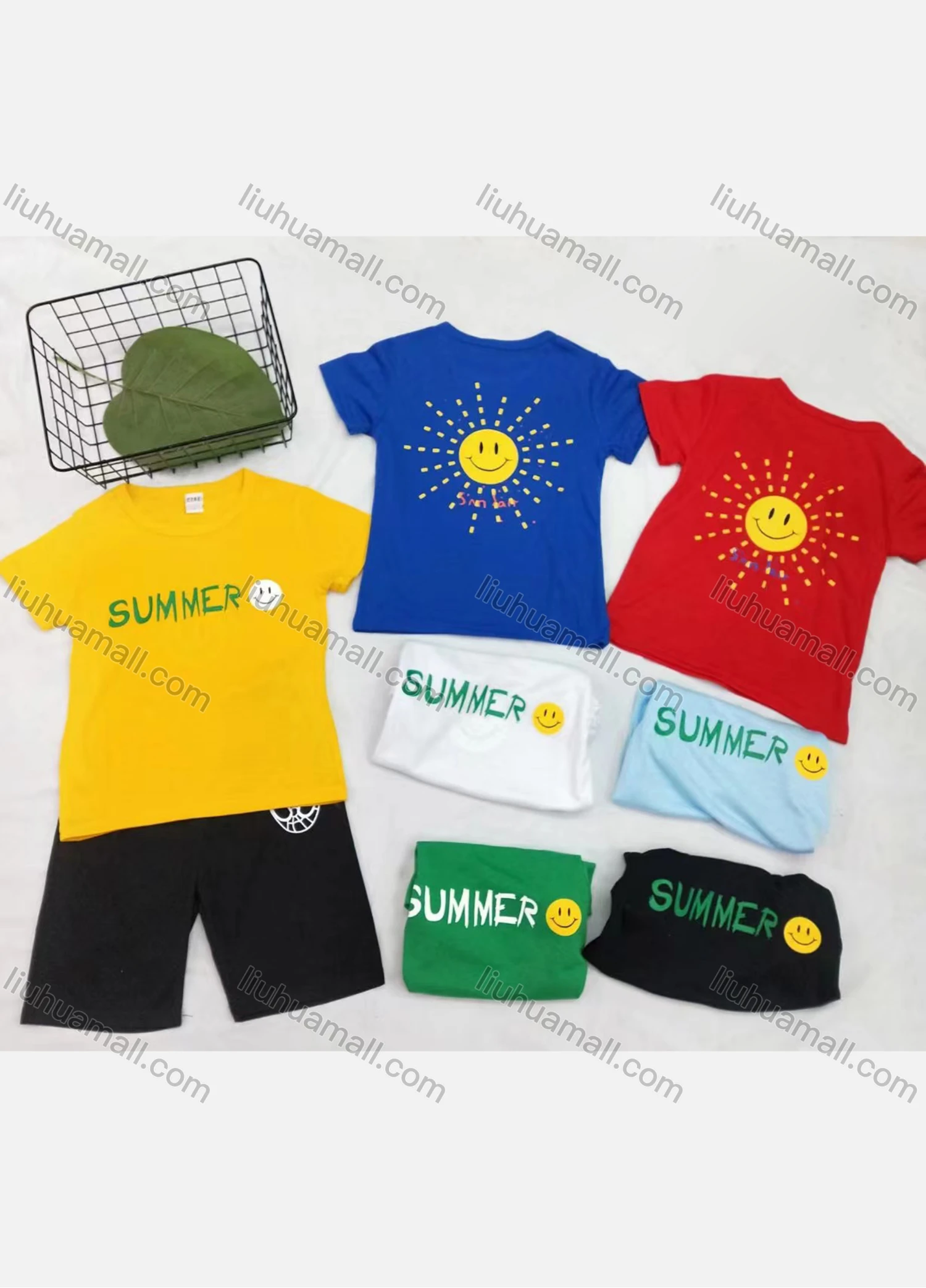 Wholesale Boy's Casual Cartoon Graphic Round Neck Short Sleeve Tee & Shorts 2 Piece Set - Liuhuamall
