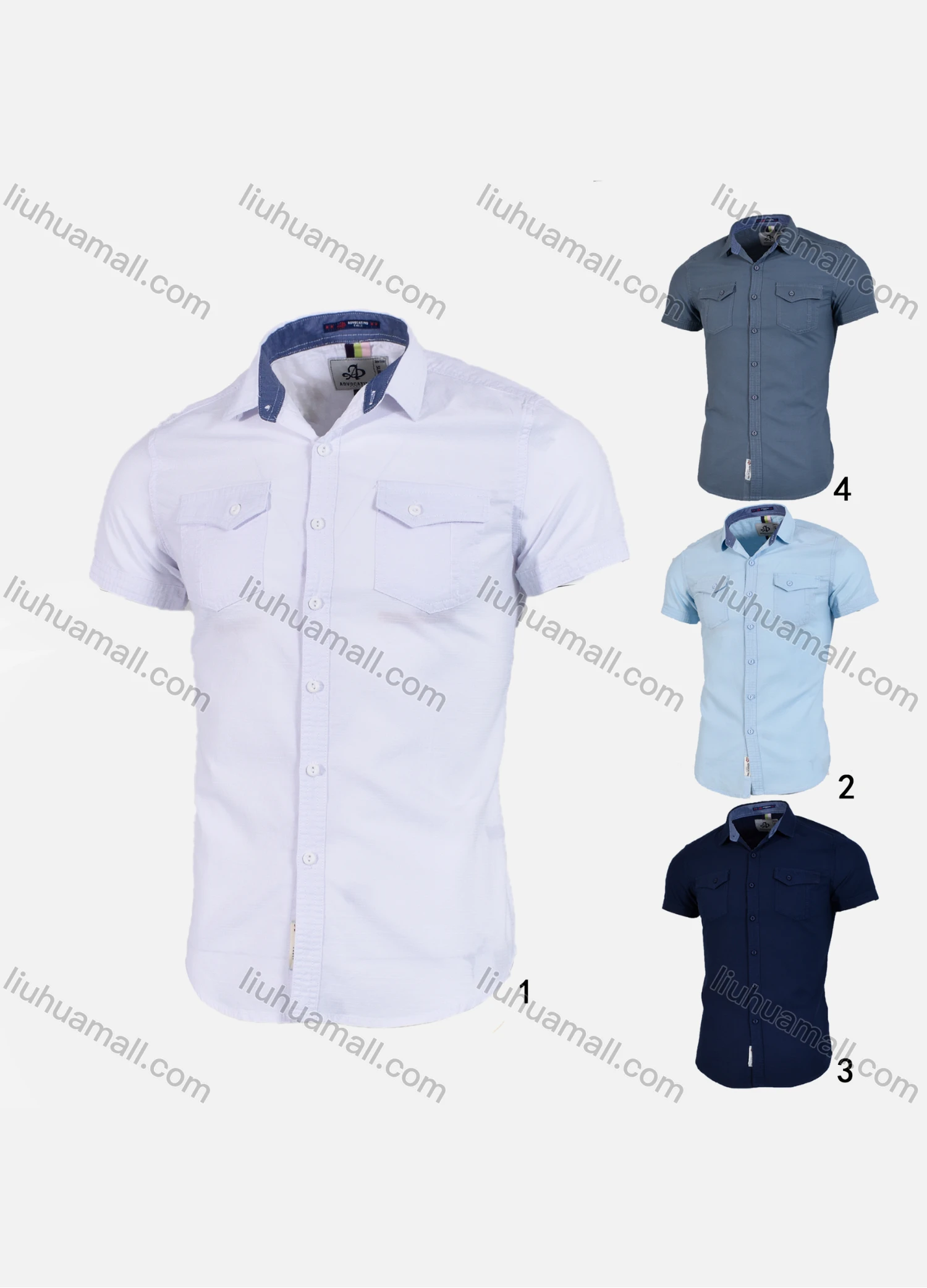 Wholesale Men's Casual Collared Short Sleeve Button Down Plain Shirt - Liuhuamall
