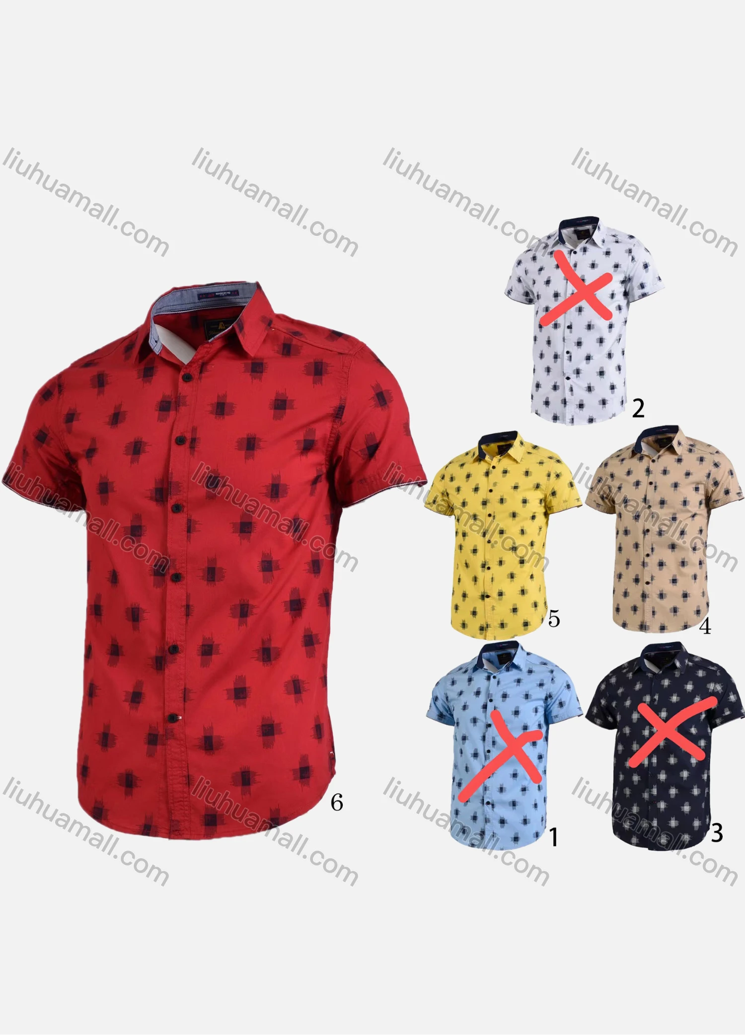 Wholesale Men's Casual Collared Short Sleeve Button Down Allover Print Shirt - Liuhuamall