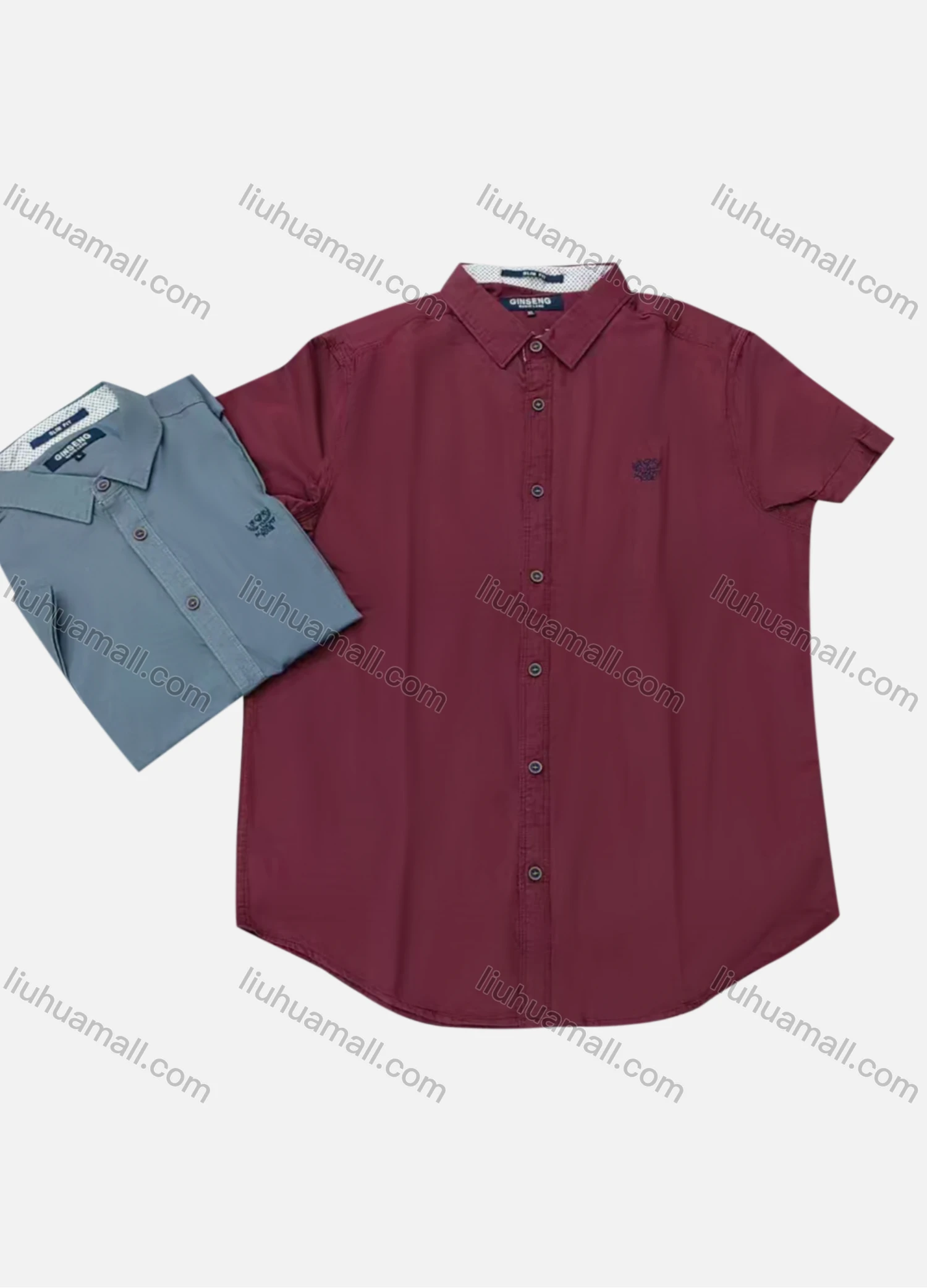 Wholesale Men's Casual Collared Short Sleeve Button Down Plain Shirt - Liuhuamall