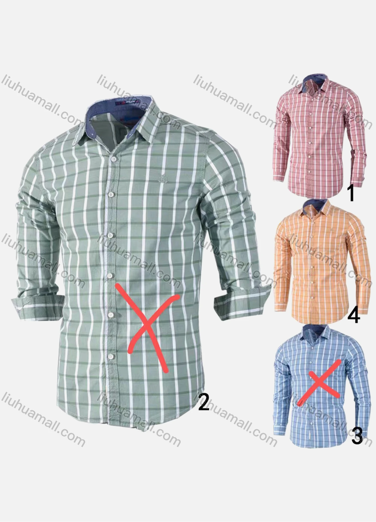 Wholesale Men's Casual Collared Long Sleeve Button Down Plaid Print Shirt - Liuhuamall