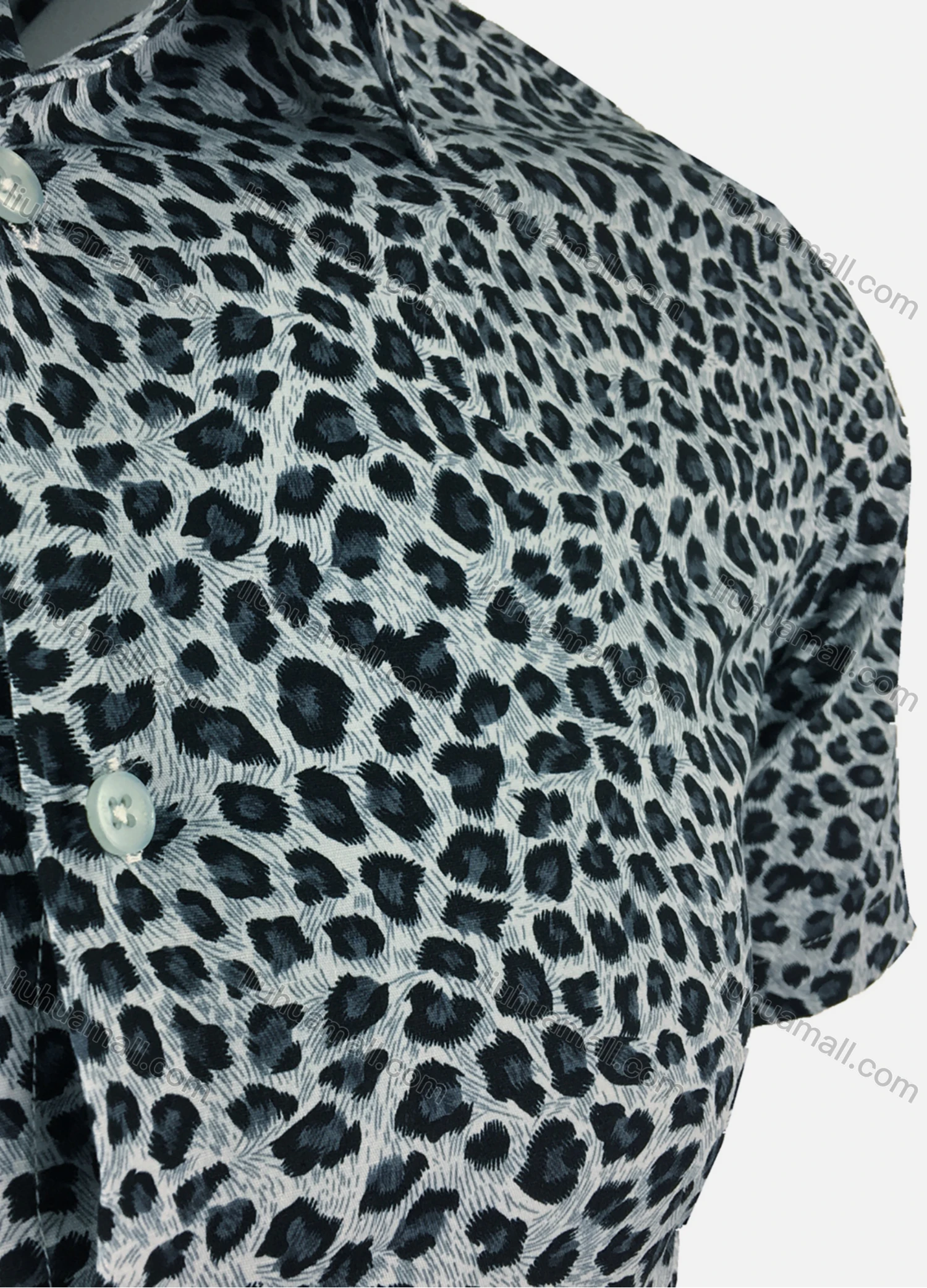 Wholesale Men's Casual Short Sleeve Allover Print Button Down Shirt UKS022-1# - Liuhuamall