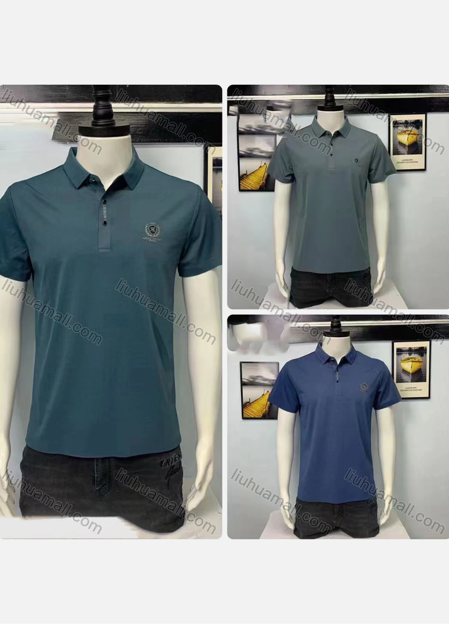 Wholesale Men's Cotton Plain Embroidery Short Sleeve Polo Shirt A02# - Liuhuamall