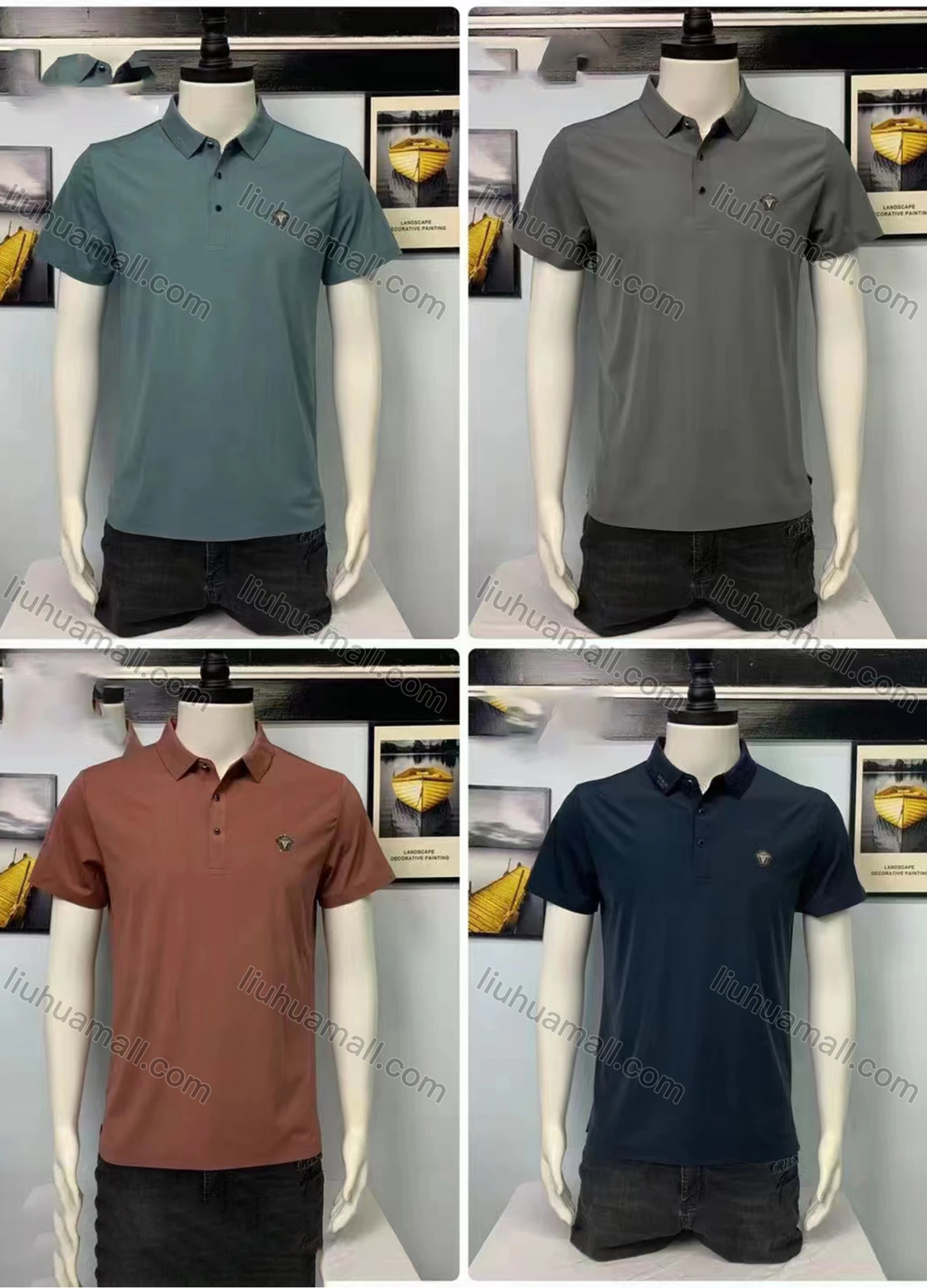Wholesale Men's Cotton Plain Embroidery Short Sleeve Polo Shirt A07# - Liuhuamall
