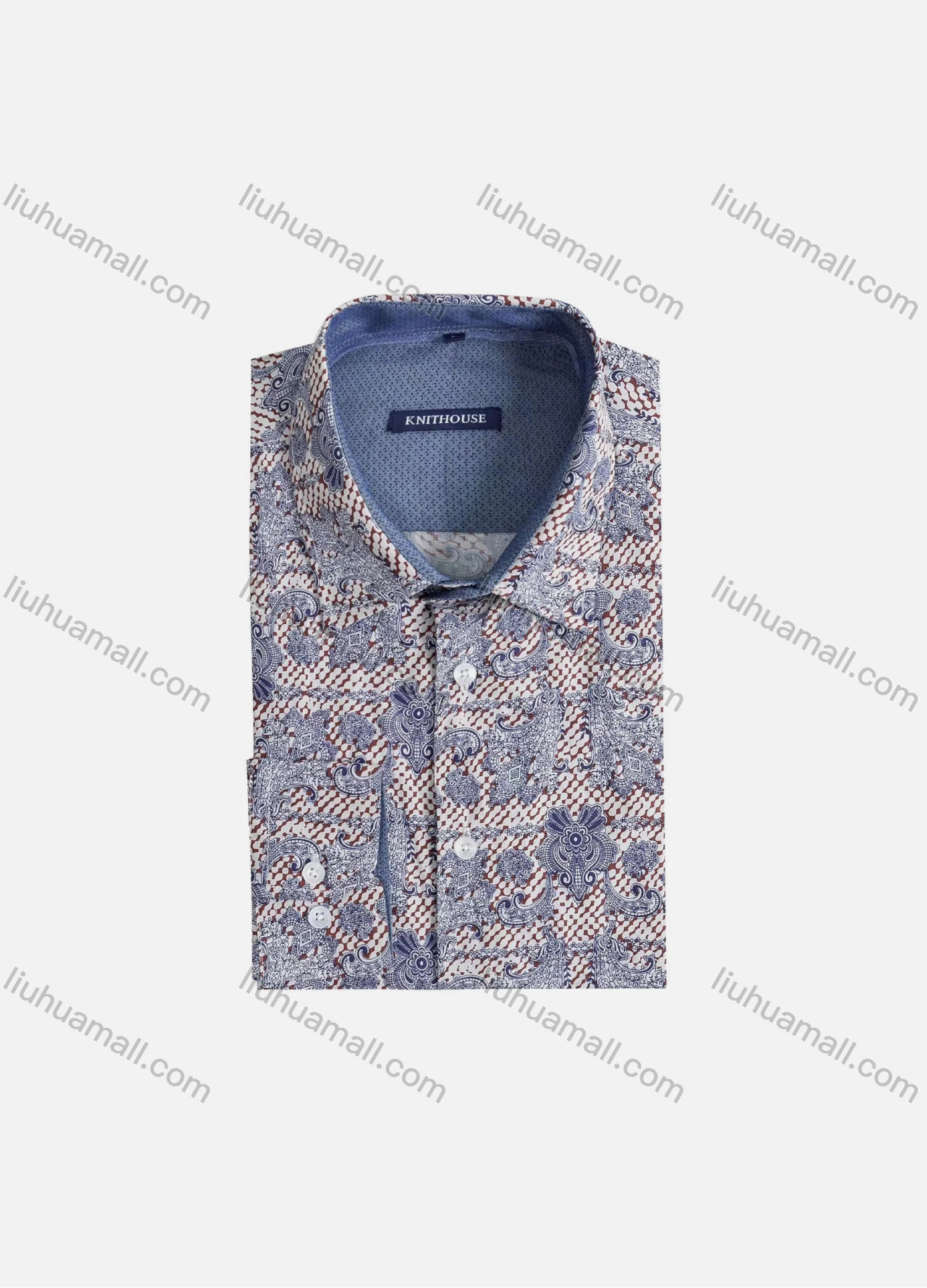 Wholesale Men's Casual Short Sleeve Allover Print Button Down Shirt SUKS012# - Liuhuamall