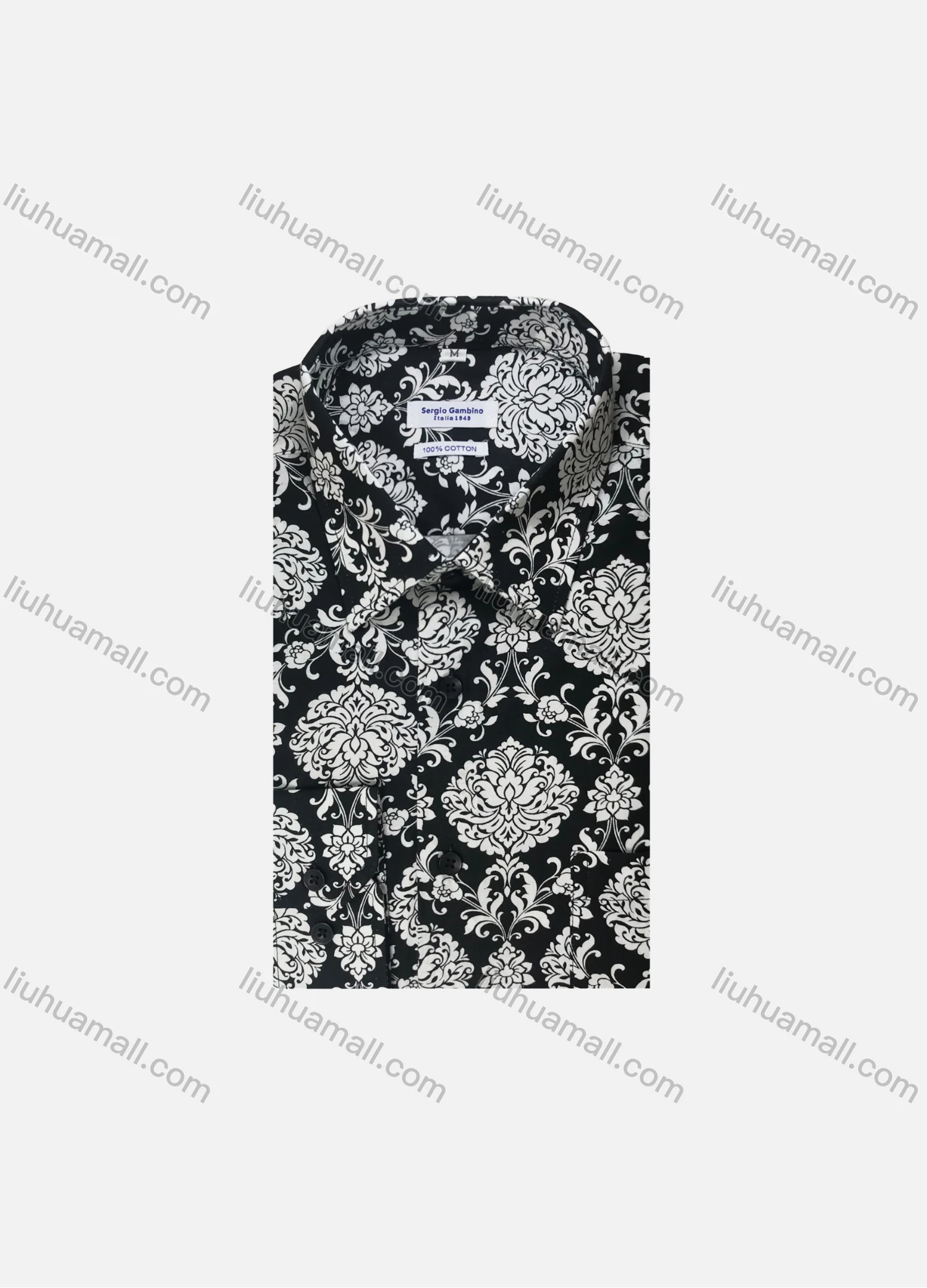 Wholesale Men's Casual Short Sleeve Allover Print Button Down Shirt SUKS025-1# - Liuhuamall