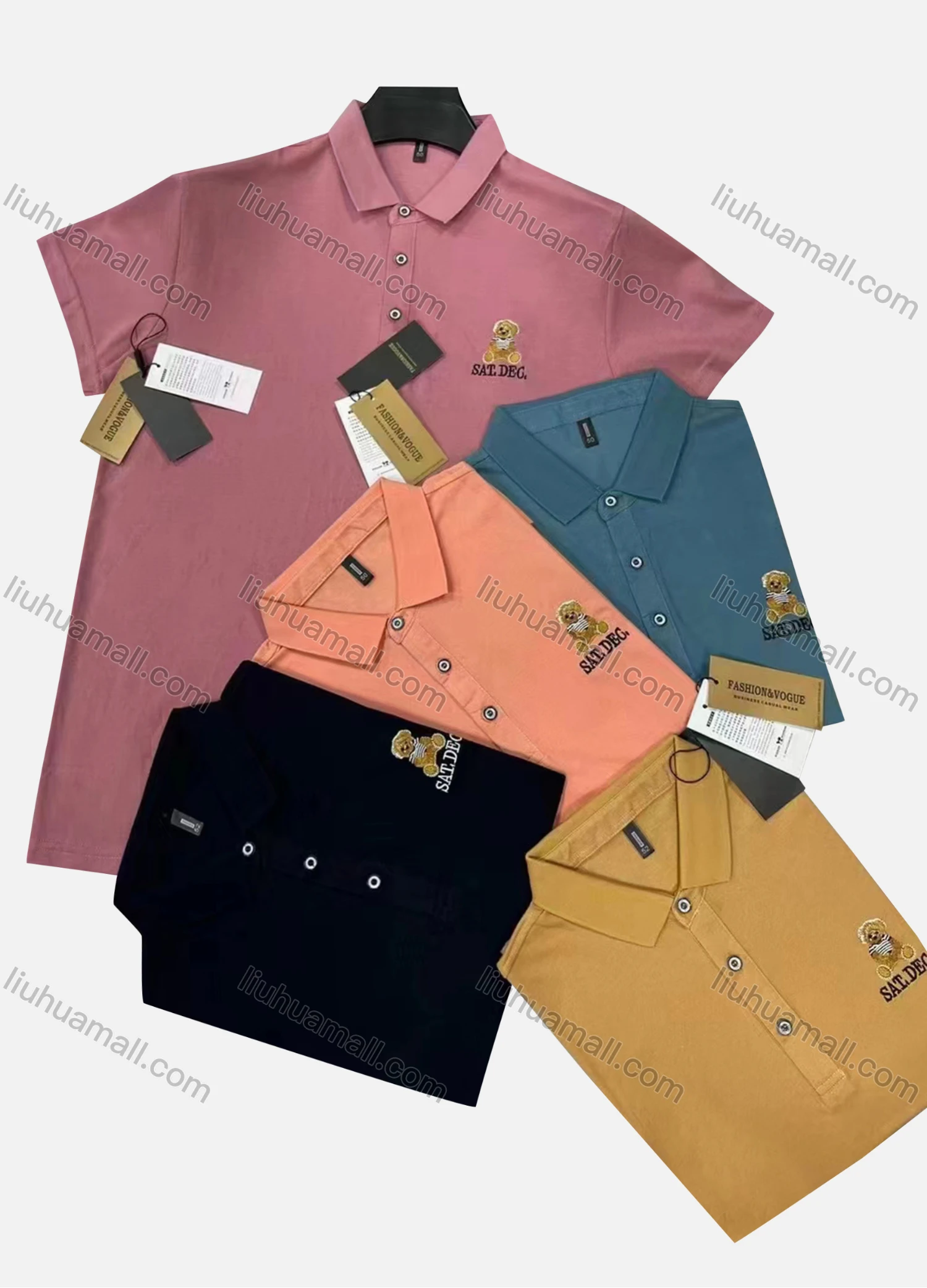 Wholesale Men's Cotton Plain Embroidery Short Sleeve Polo Shirt 8866# - Liuhuamall