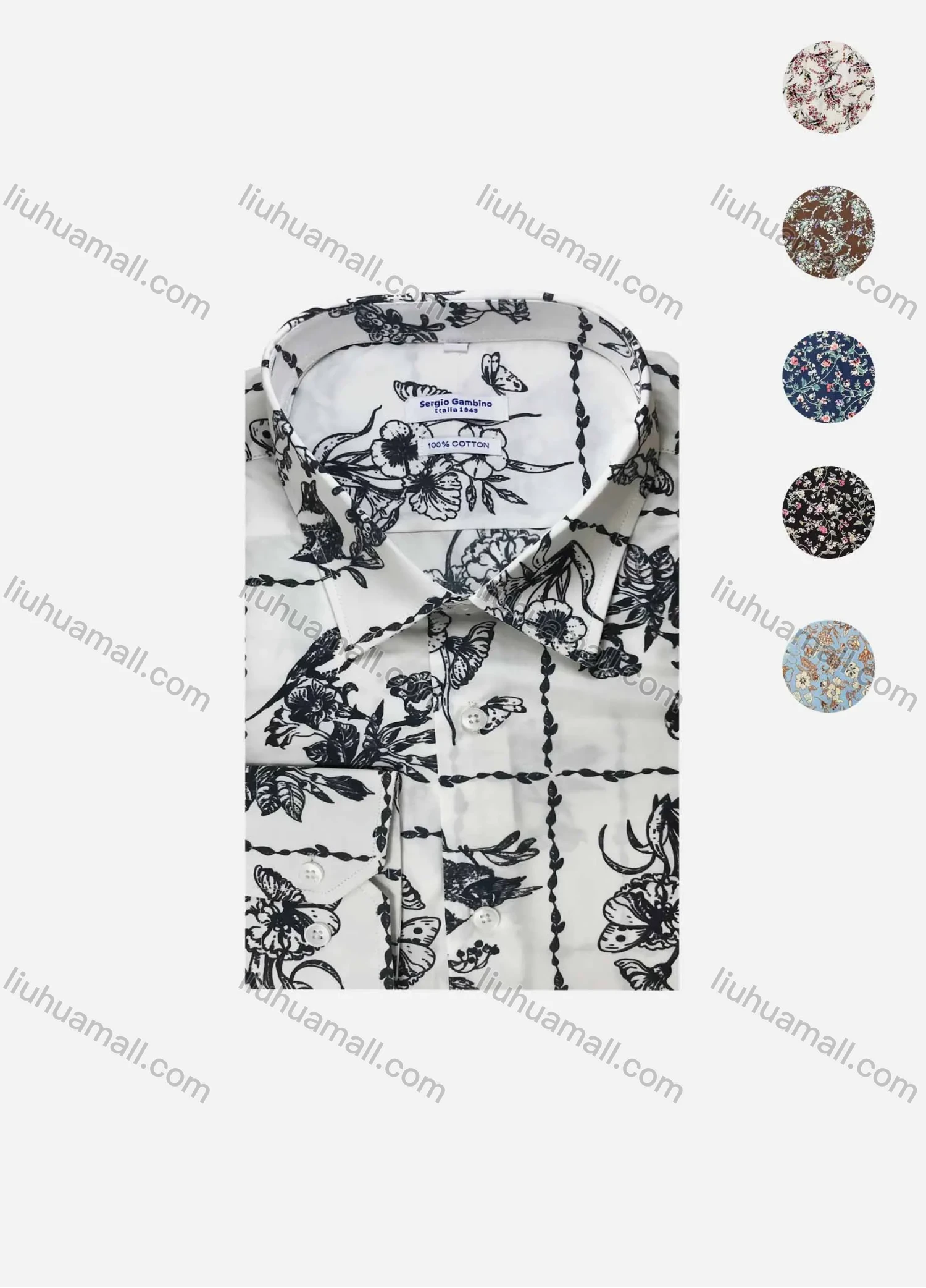Wholesale Men's Casual Short Sleeve Allover Print Button Down Shirt SUKS026# - Liuhuamall