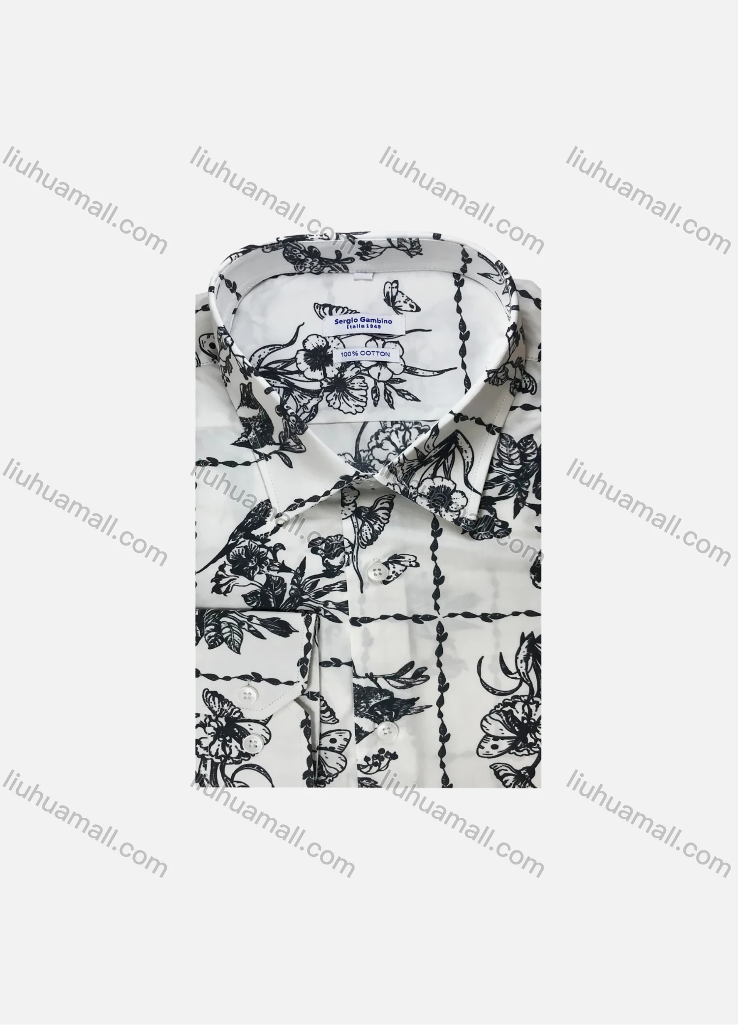 Wholesale Men's Casual Short Sleeve Allover Print Button Down Shirt SUKS026# - Liuhuamall
