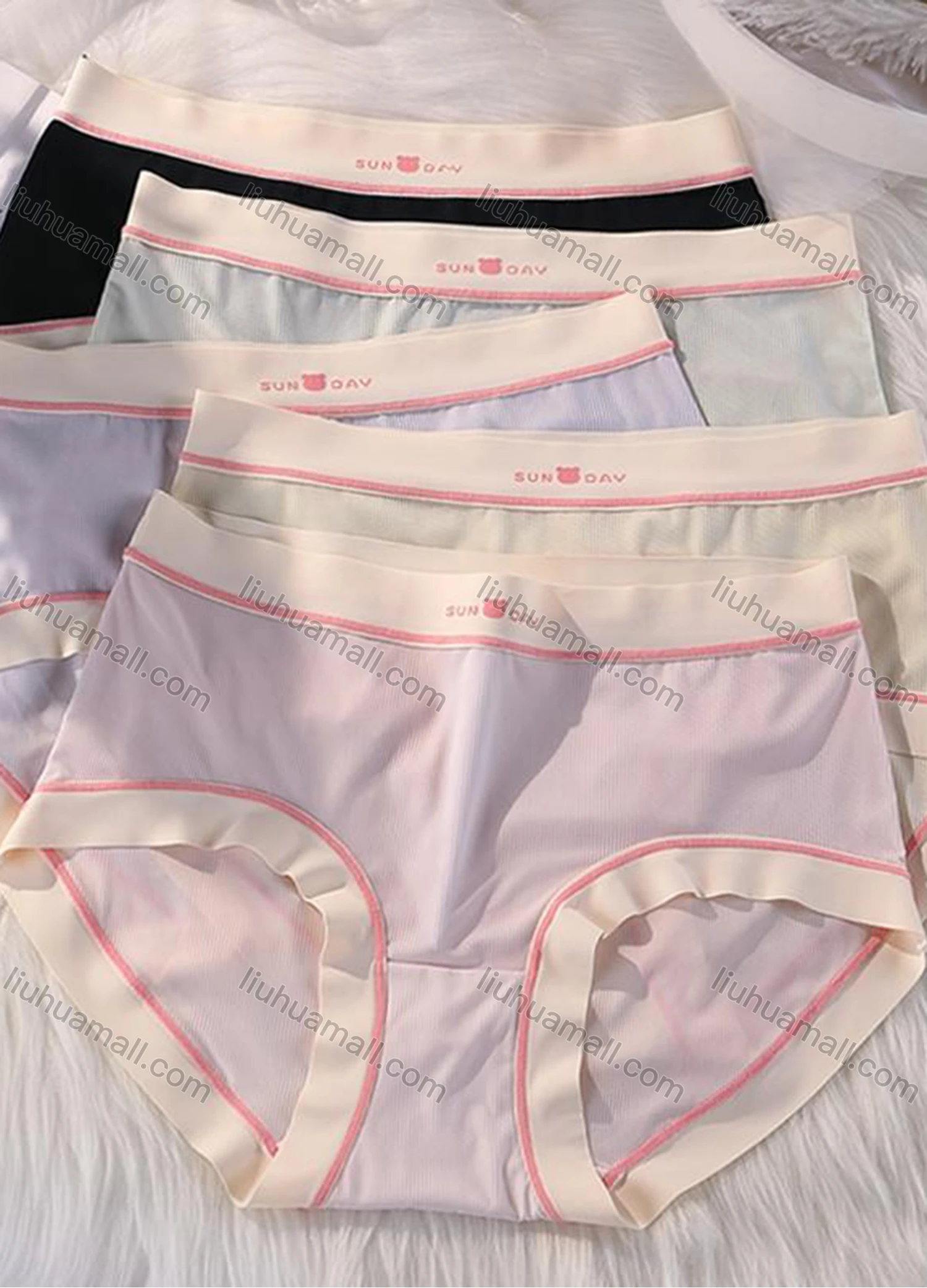 Wholesale Women's Contrast High Stretchy Breathable Ice Silk Oversized Brief - Liuhuamall