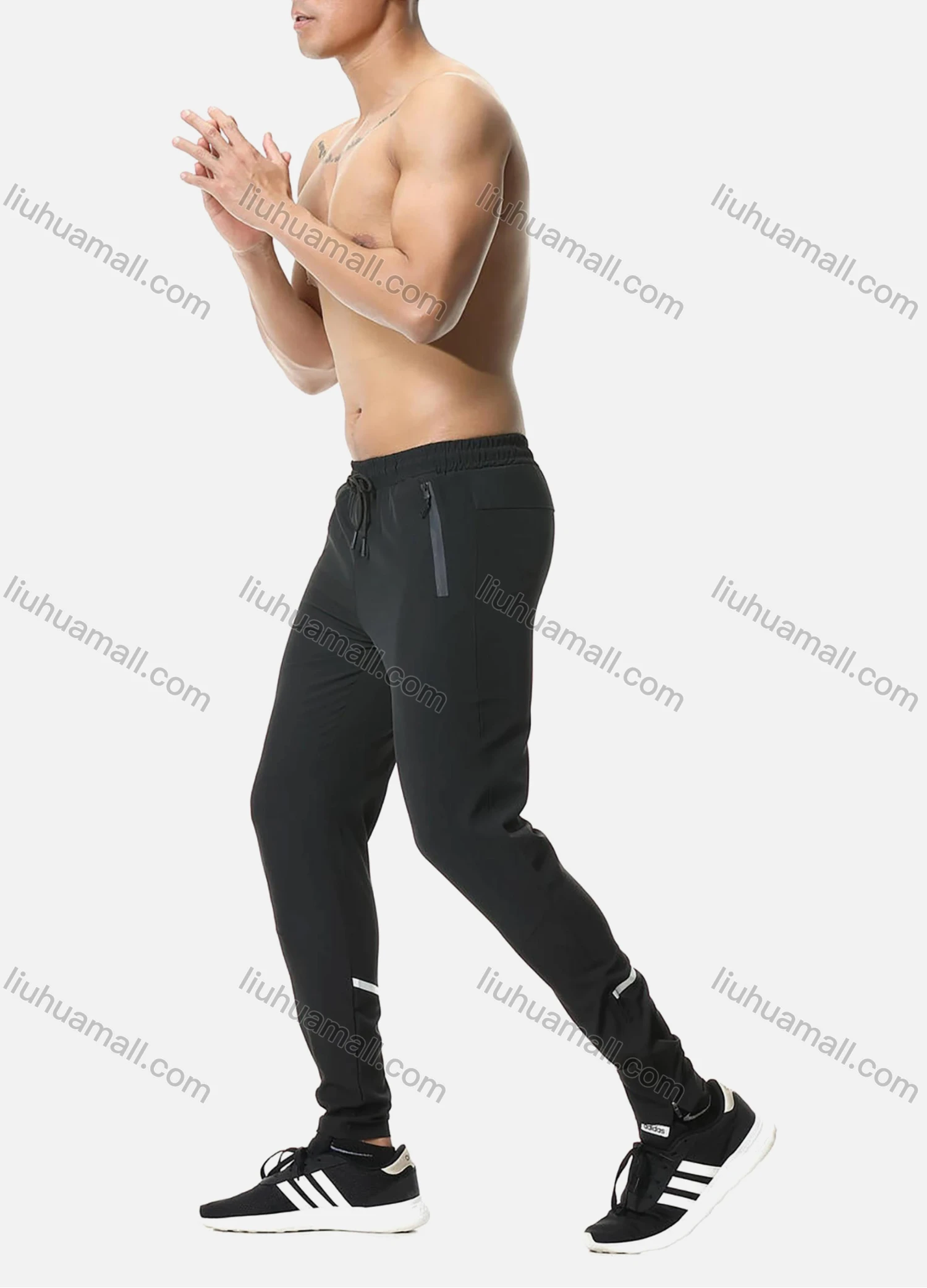 Wholesale Men's Casual & Sporty Plain Elastic Waist Zipper Pockets Ankle Length Joggers 202054# - Liuhuamall