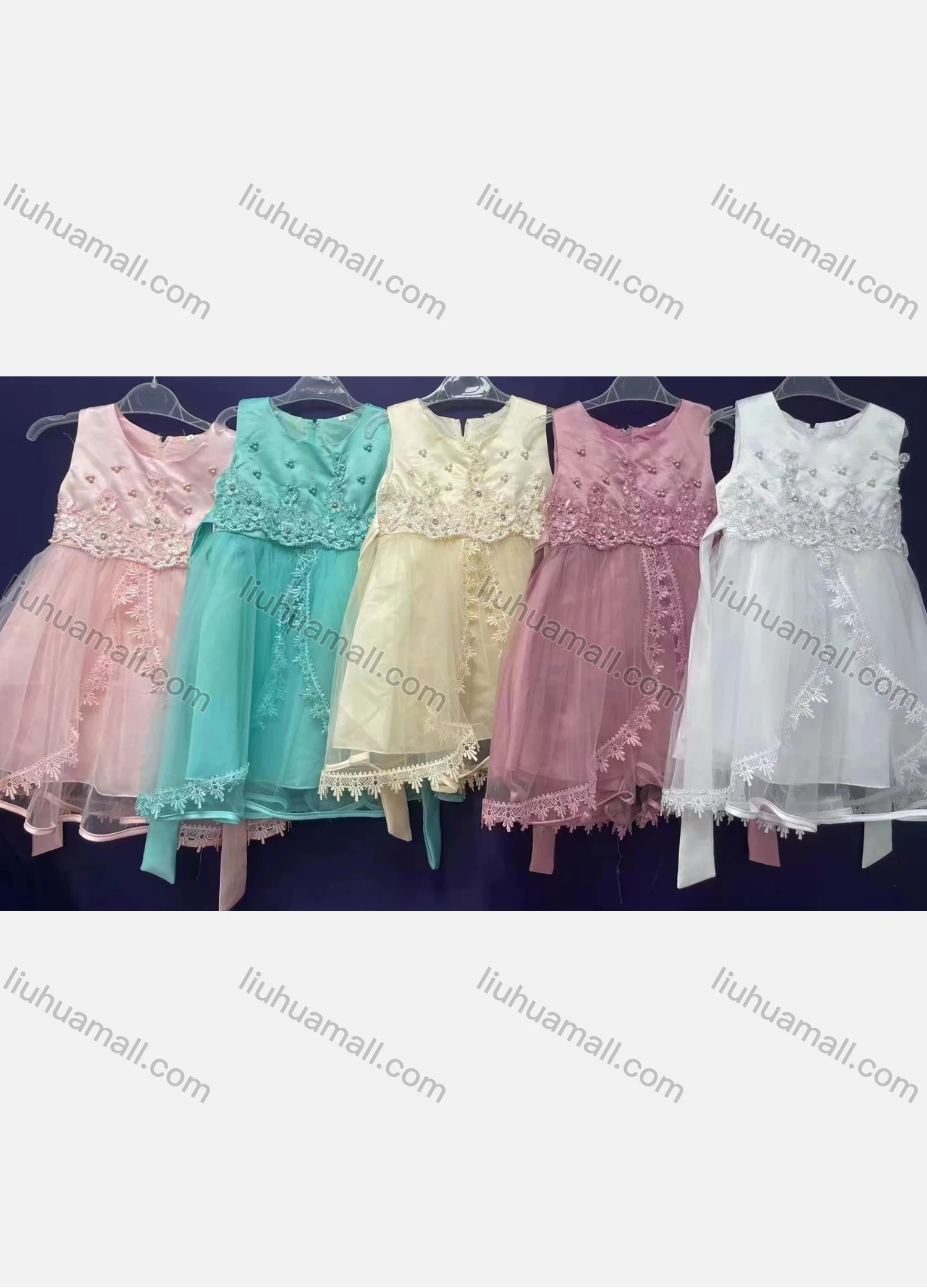 Wholesale Girls Lovely Sleeveless Lace Embroidered Floral Dress 2223# - Liuhuamall