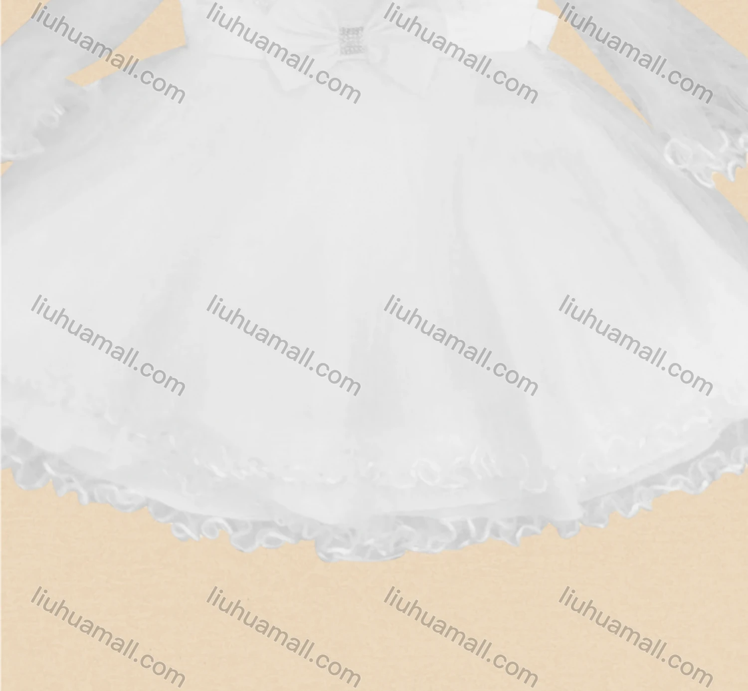 Wholesale Girls Lovely Plain Cap Sleeve Lace Bow Knot Pearl Decro Dress - Liuhuamall