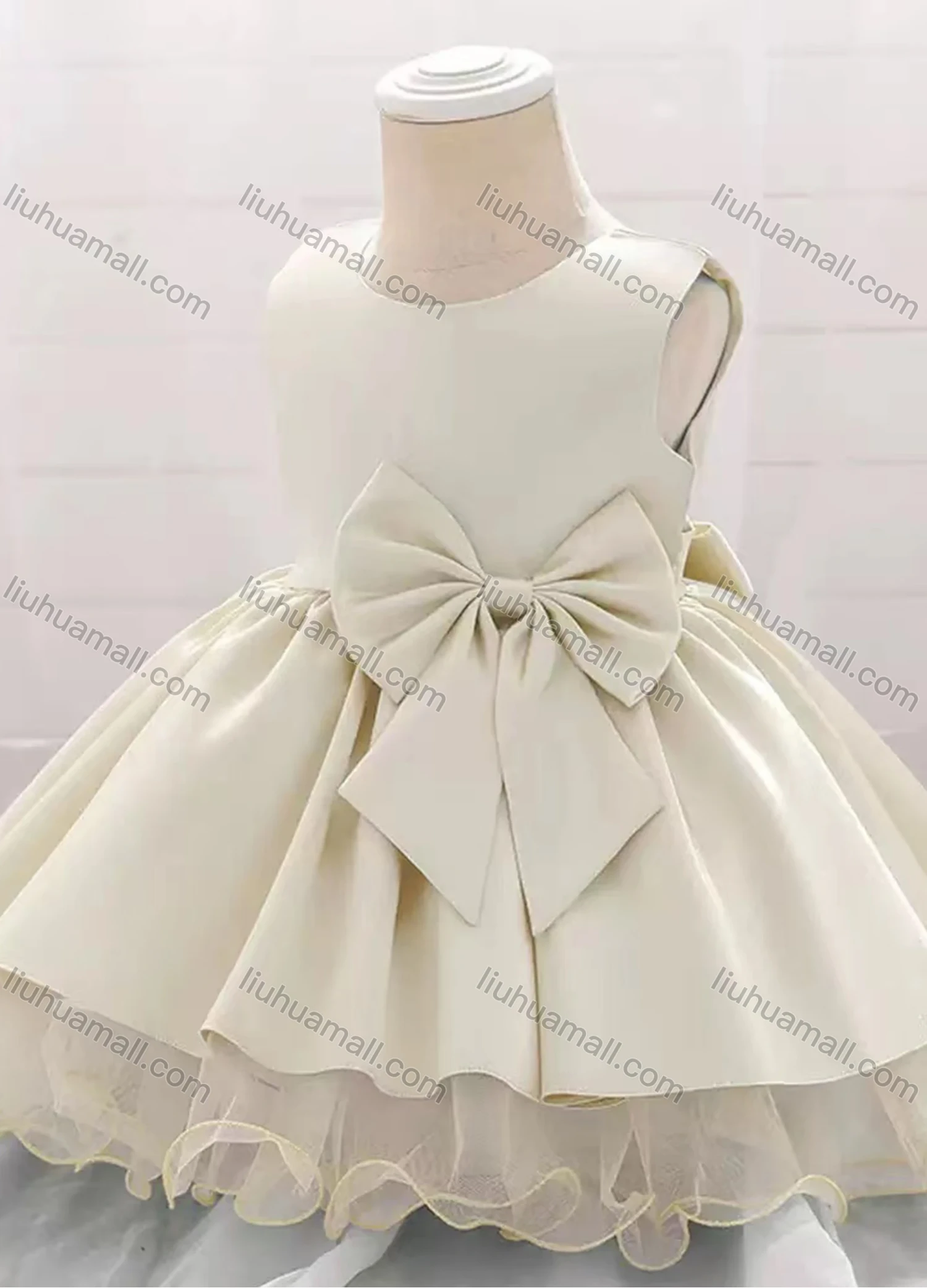 Wholesale Girls Lovely Sleeveless Embroidery Bow Knot Dress - Liuhuamall