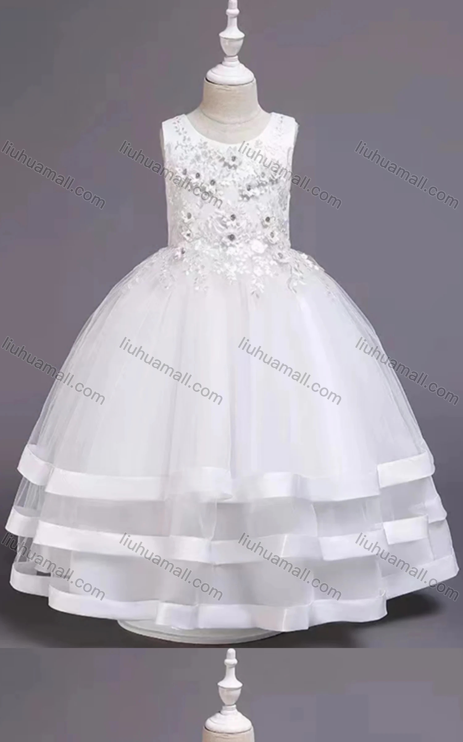 Wholesale Girls Lovely Sleeveless Embroidery Bow Knot Dress - Liuhuamall