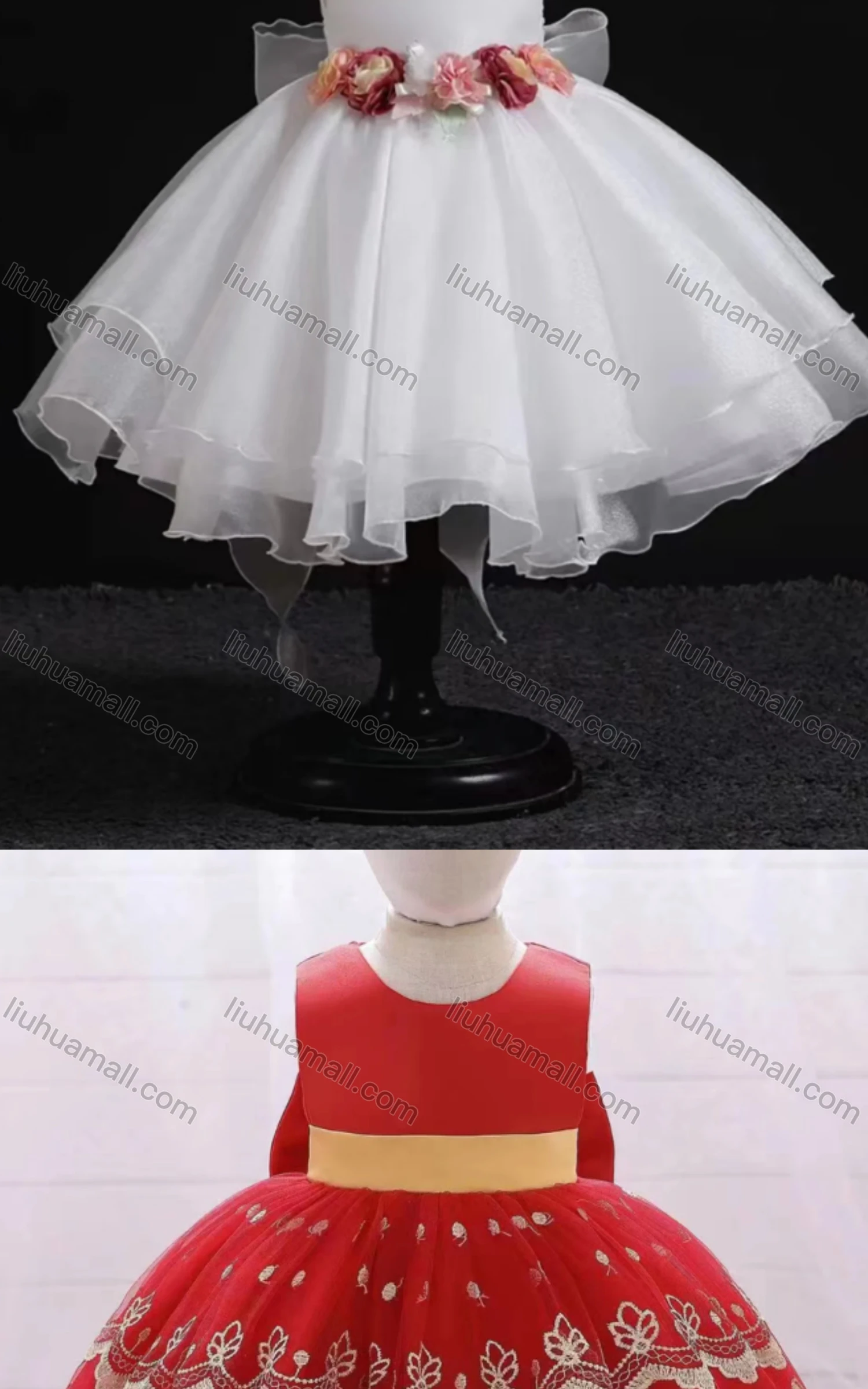 Wholesale Girls Lovely Sleeveless Embroidery Bow Knot Dress - Liuhuamall