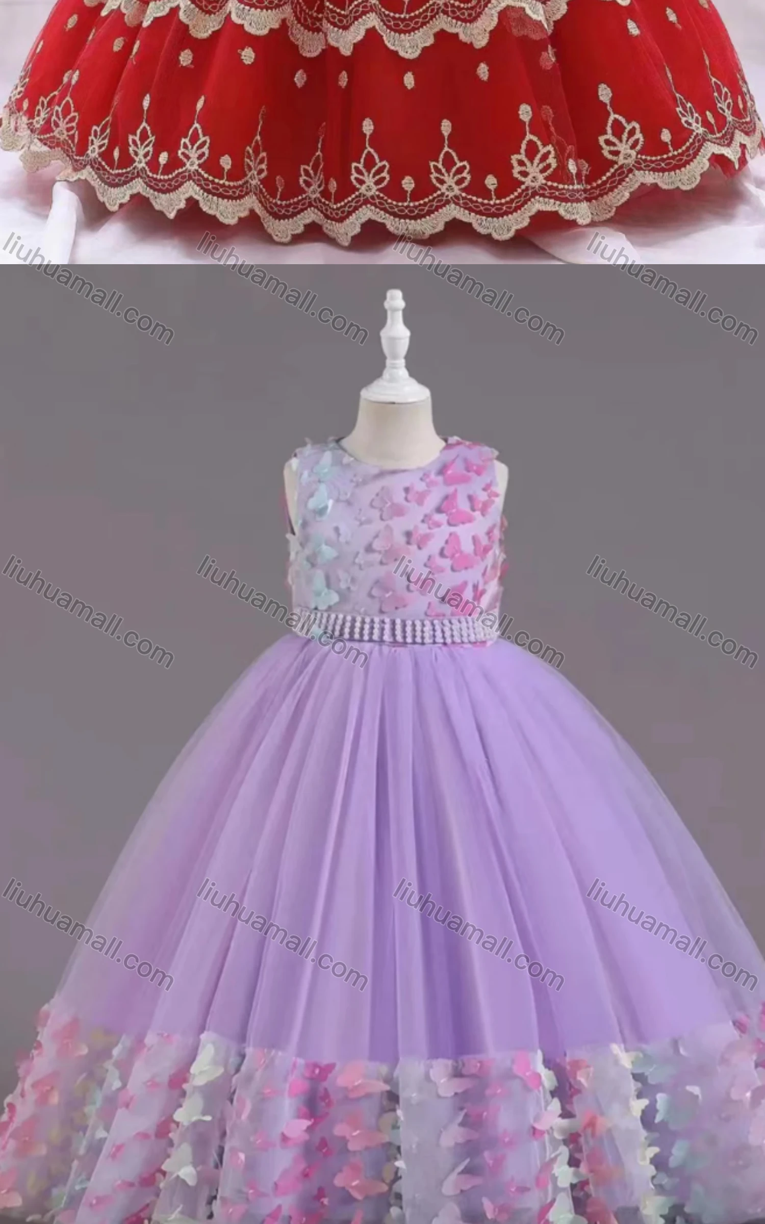 Wholesale Girls Lovely Sleeveless Embroidery Bow Knot Dress - Liuhuamall