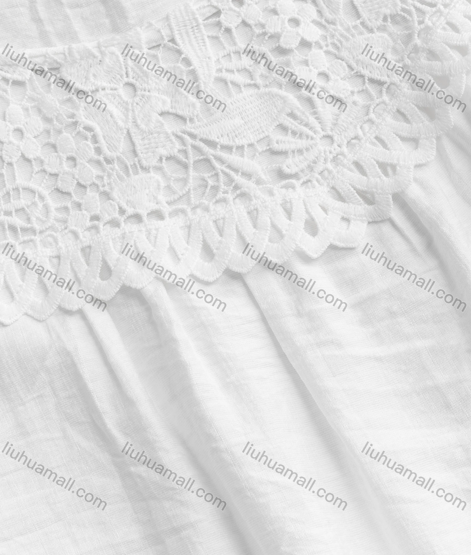 Wholesale Women's Casual Crew Neck Lace Sleeve Plain Blouse - Liuhuamall