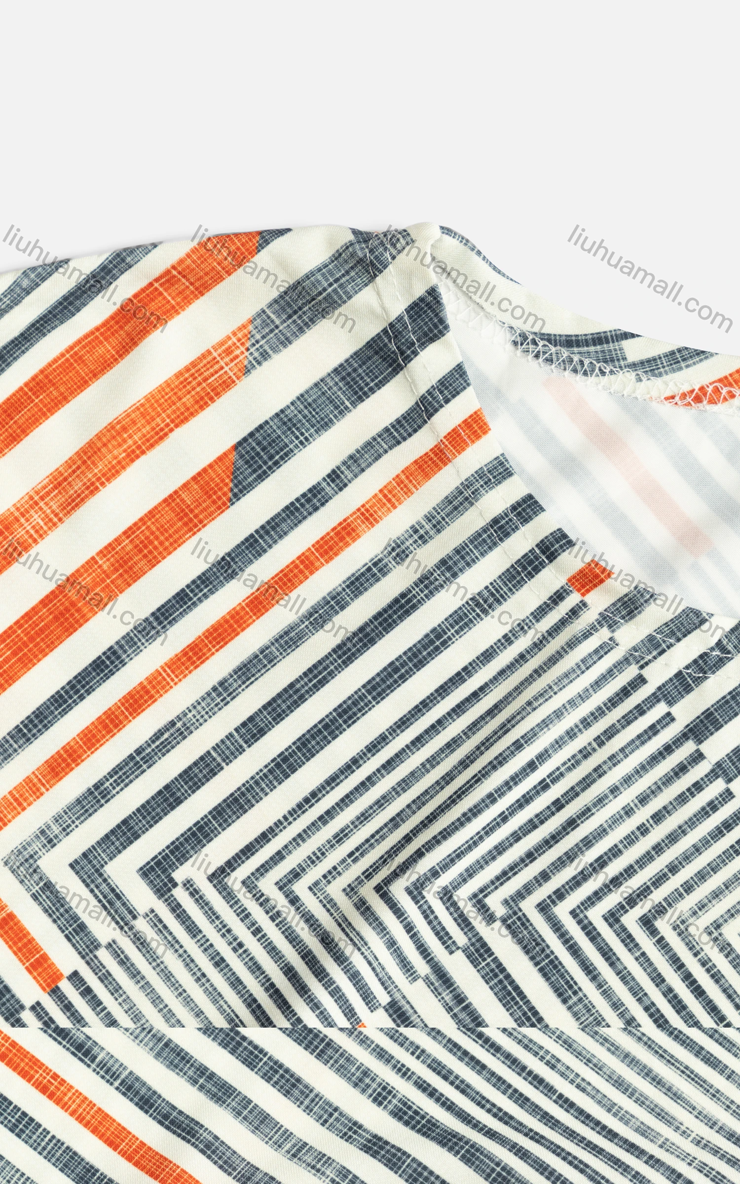 Wholesale Women's Casual Crew Neck Short Sleeve Striped Blouse - Liuhuamall