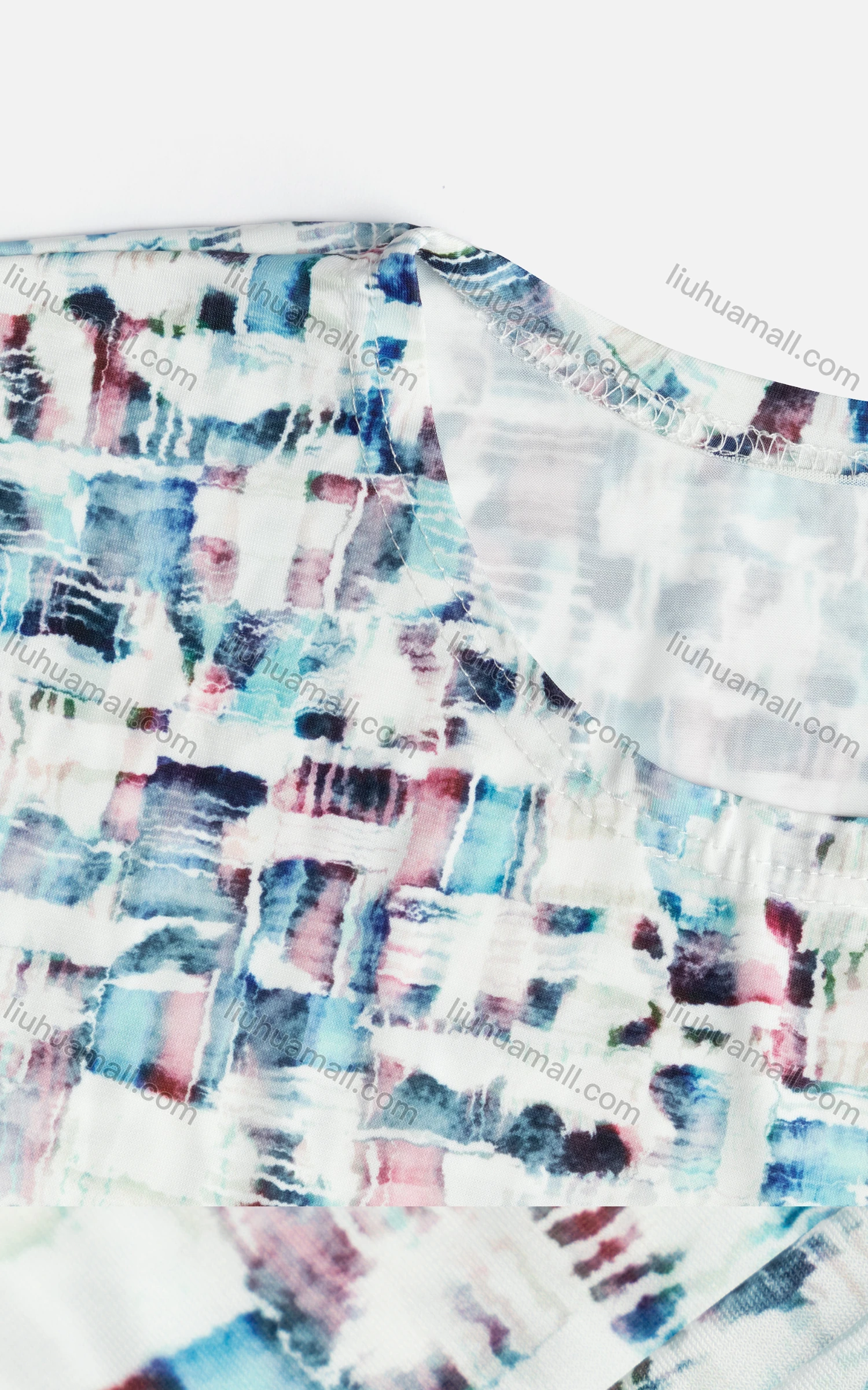 Wholesale Women's Casual Crew Neck Short Sleeve Allover Print Blouse - Liuhuamall