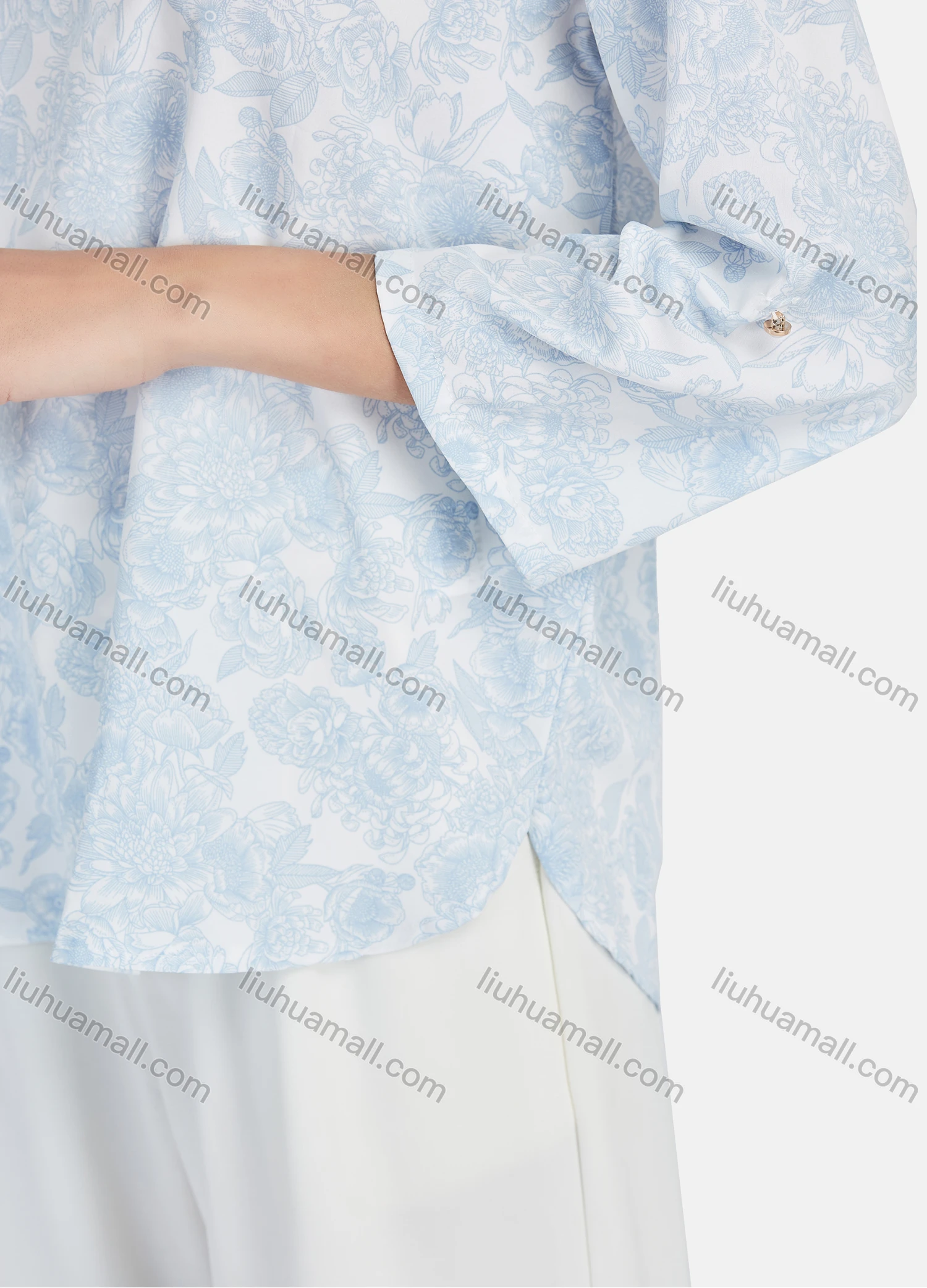 Wholesale Women's Casual Floral Print V Neck Long Sleeve Blouse - Liuhuamall