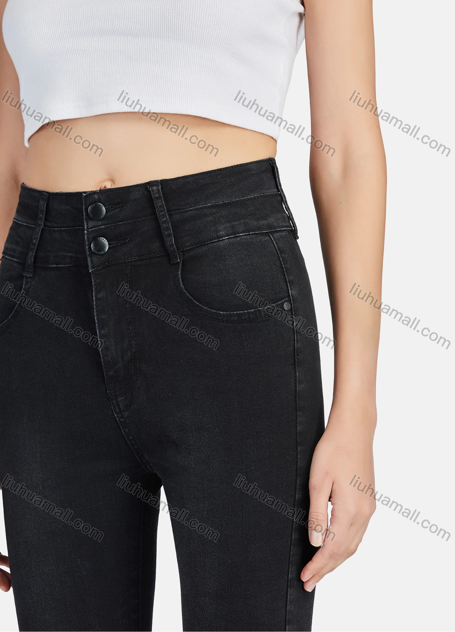 Wholesale Women's Casual Plain High Waist Skinny Fit Ankle Length Jean - Liuhuamall