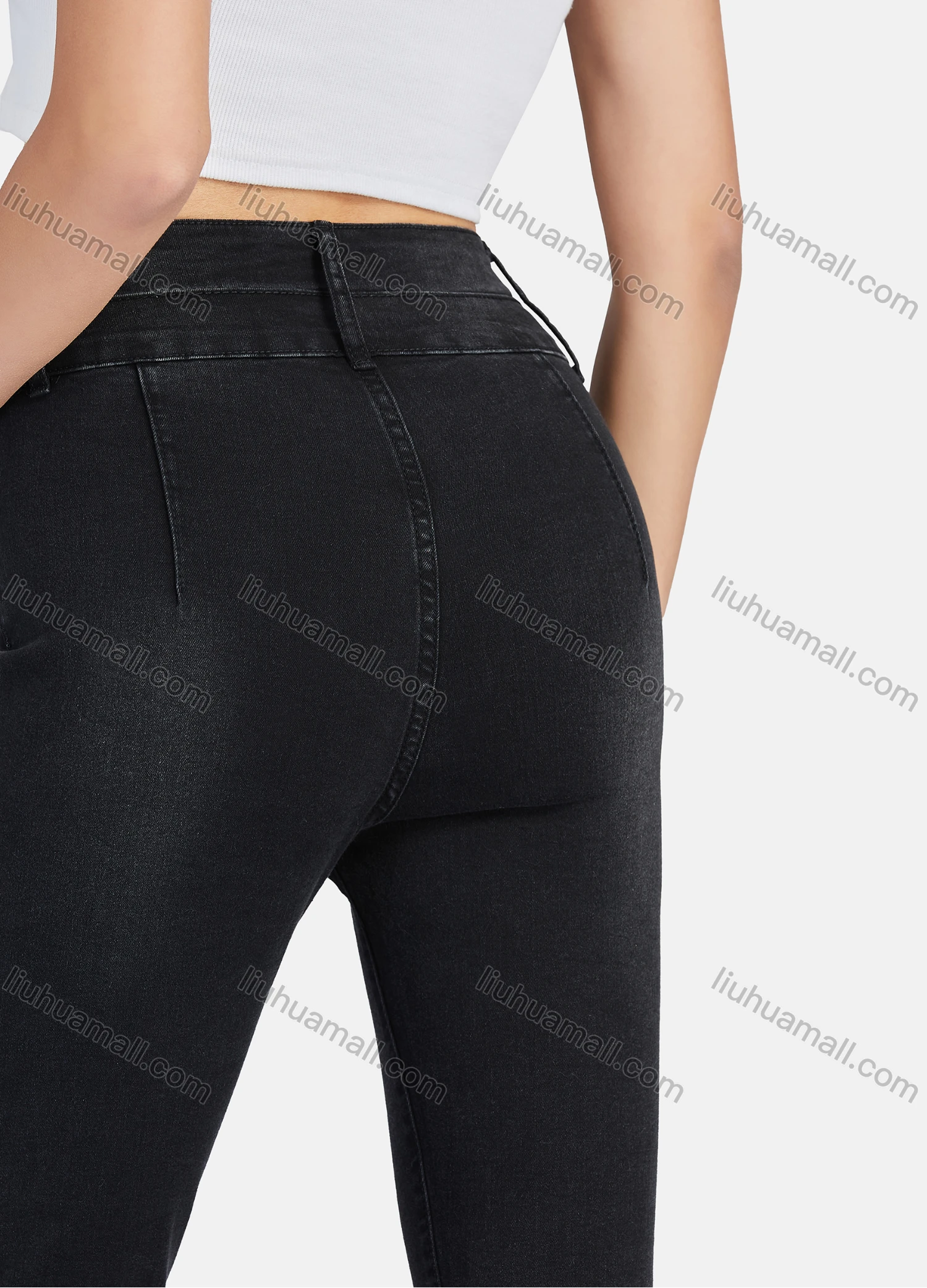 Wholesale Women's Casual Plain High Waist Skinny Fit Ankle Length Jean - Liuhuamall