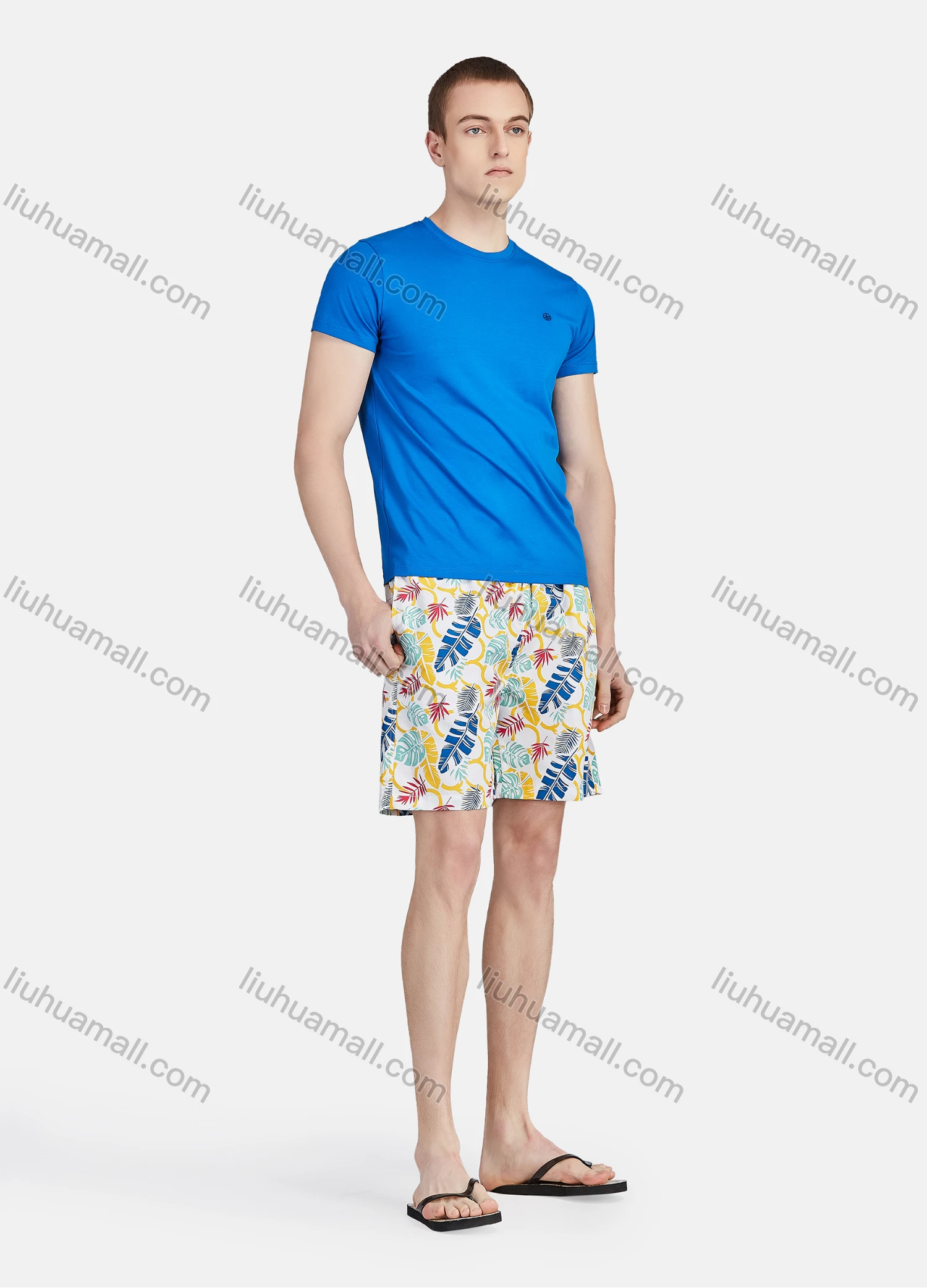 Wholesale Men's Round Neck Short Sleeve Slim Fit Embroidery Casual T-shirt - Liuhuamall