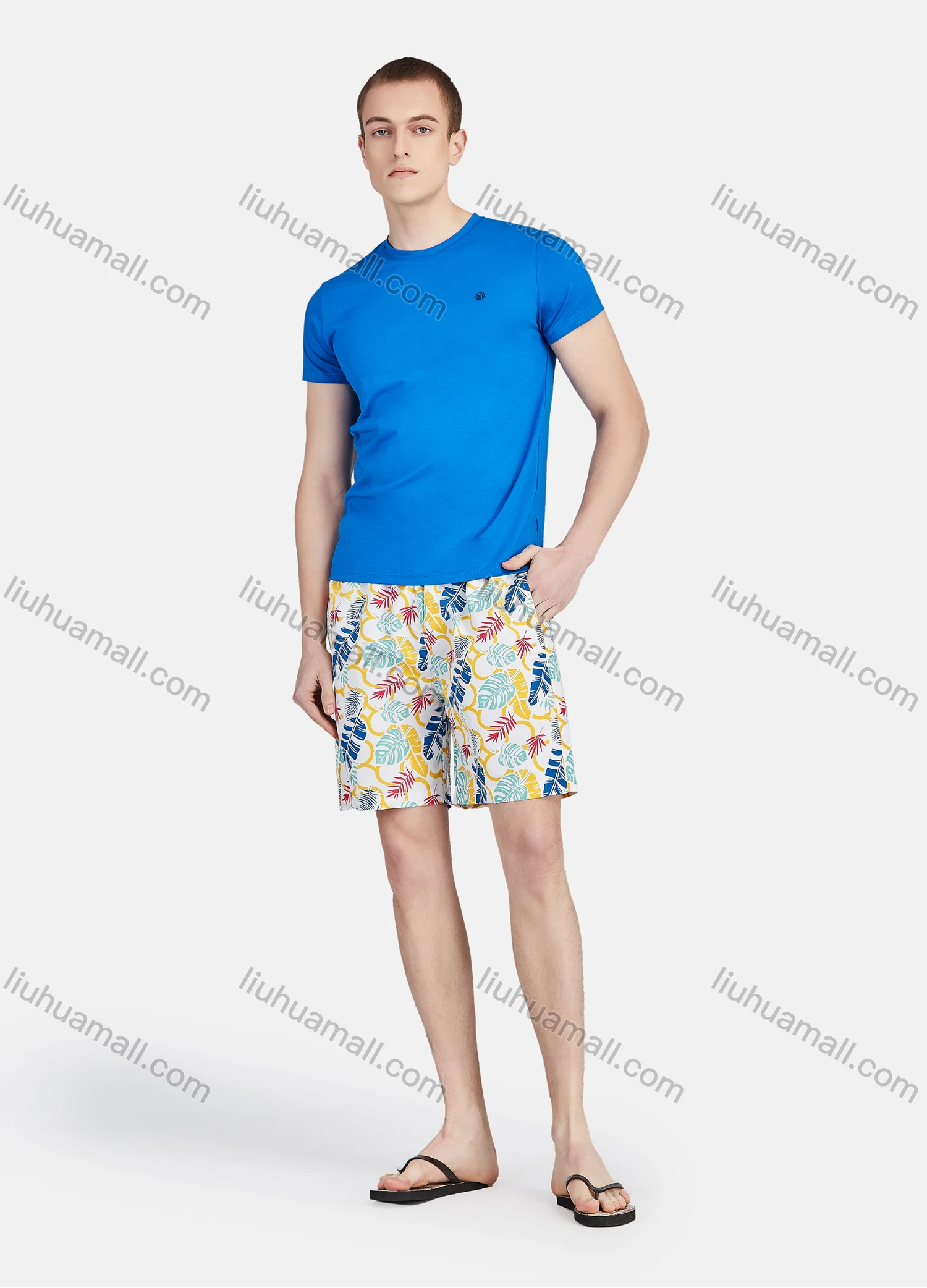 Wholesale Men's Round Neck Short Sleeve Slim Fit Embroidery Casual T-shirt - Liuhuamall