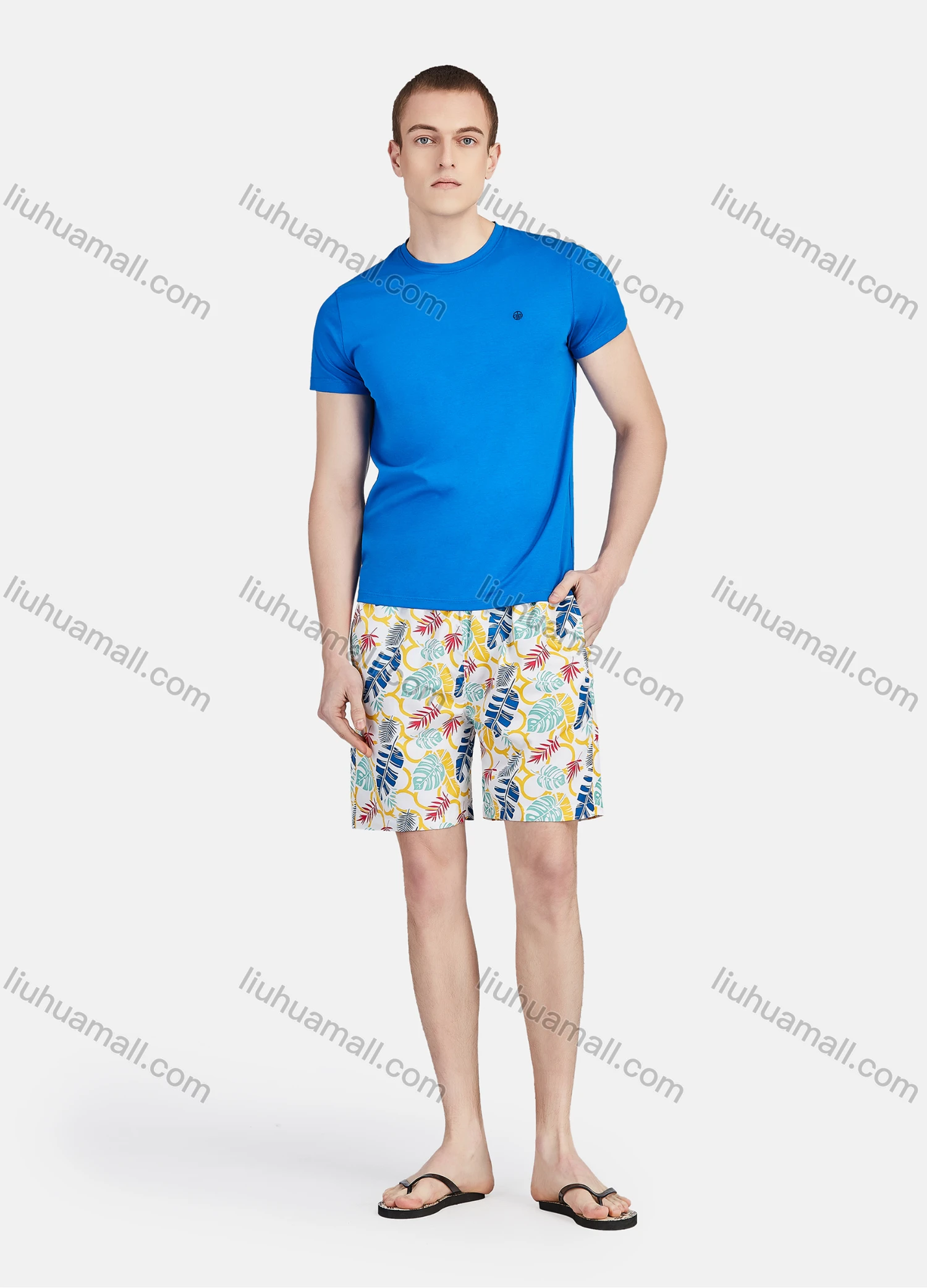 Wholesale Men's Round Neck Short Sleeve Slim Fit Embroidery Casual T-shirt - Liuhuamall