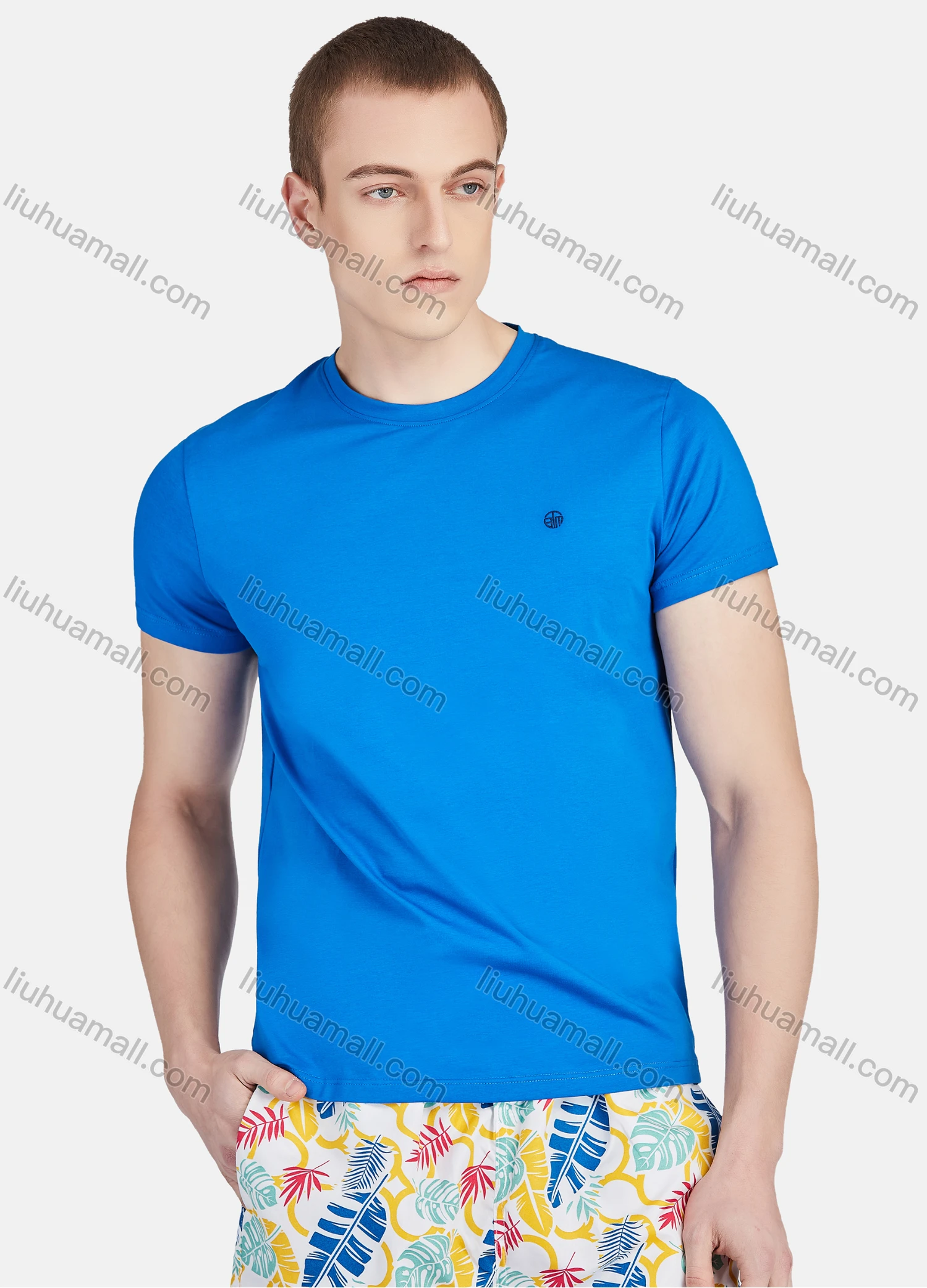 Wholesale Men's Round Neck Short Sleeve Slim Fit Embroidery Casual T-shirt - Liuhuamall