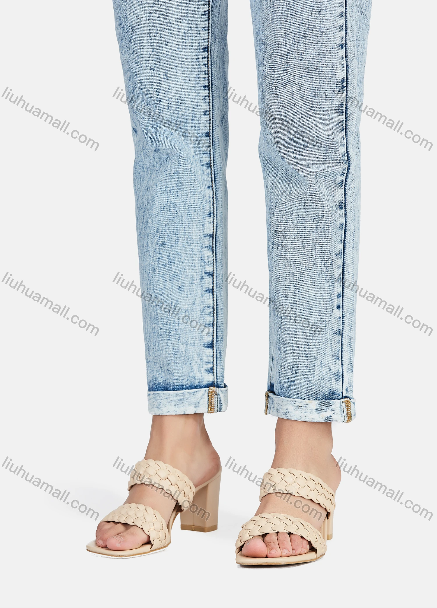 Wholesale Women's Casual Plain High Waist Straight Leg Ankle Length Jean - Liuhuamall