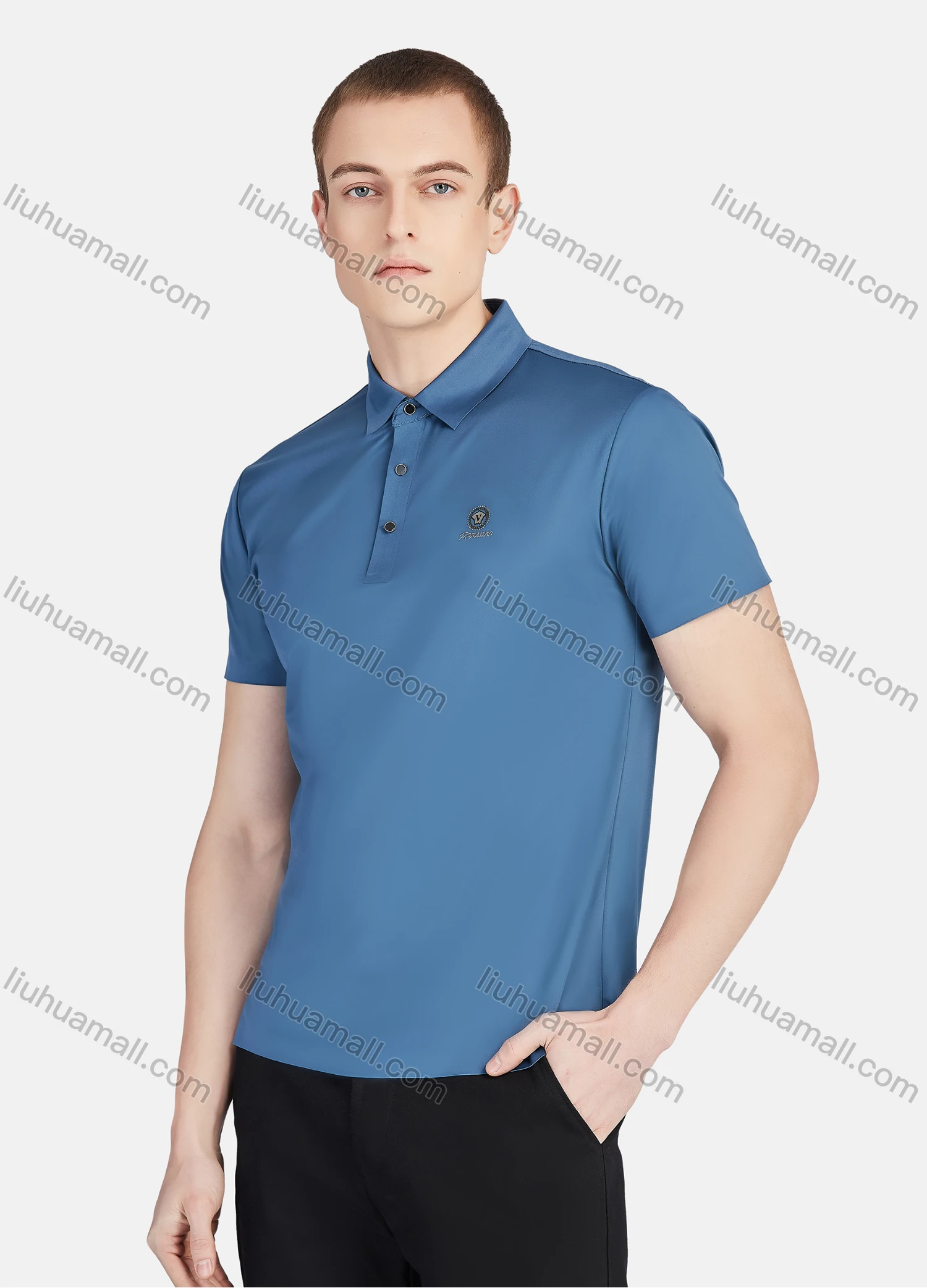 Wholesale Men's Casual Short Sleeve Slim Fit Embroidery Plain Polo Shirt - Liuhuamall