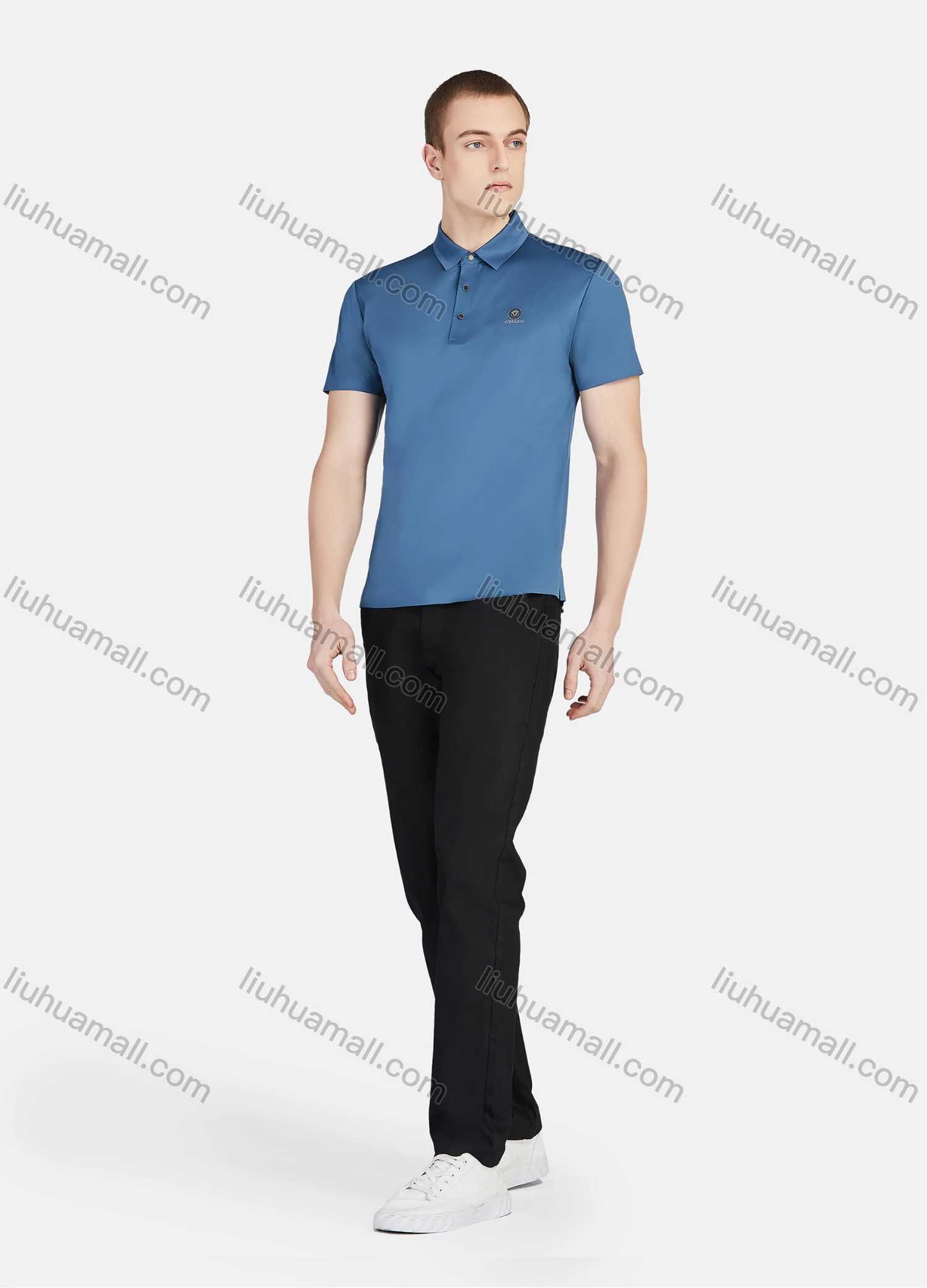 Wholesale Men's Casual Short Sleeve Slim Fit Embroidery Plain Polo Shirt - Liuhuamall