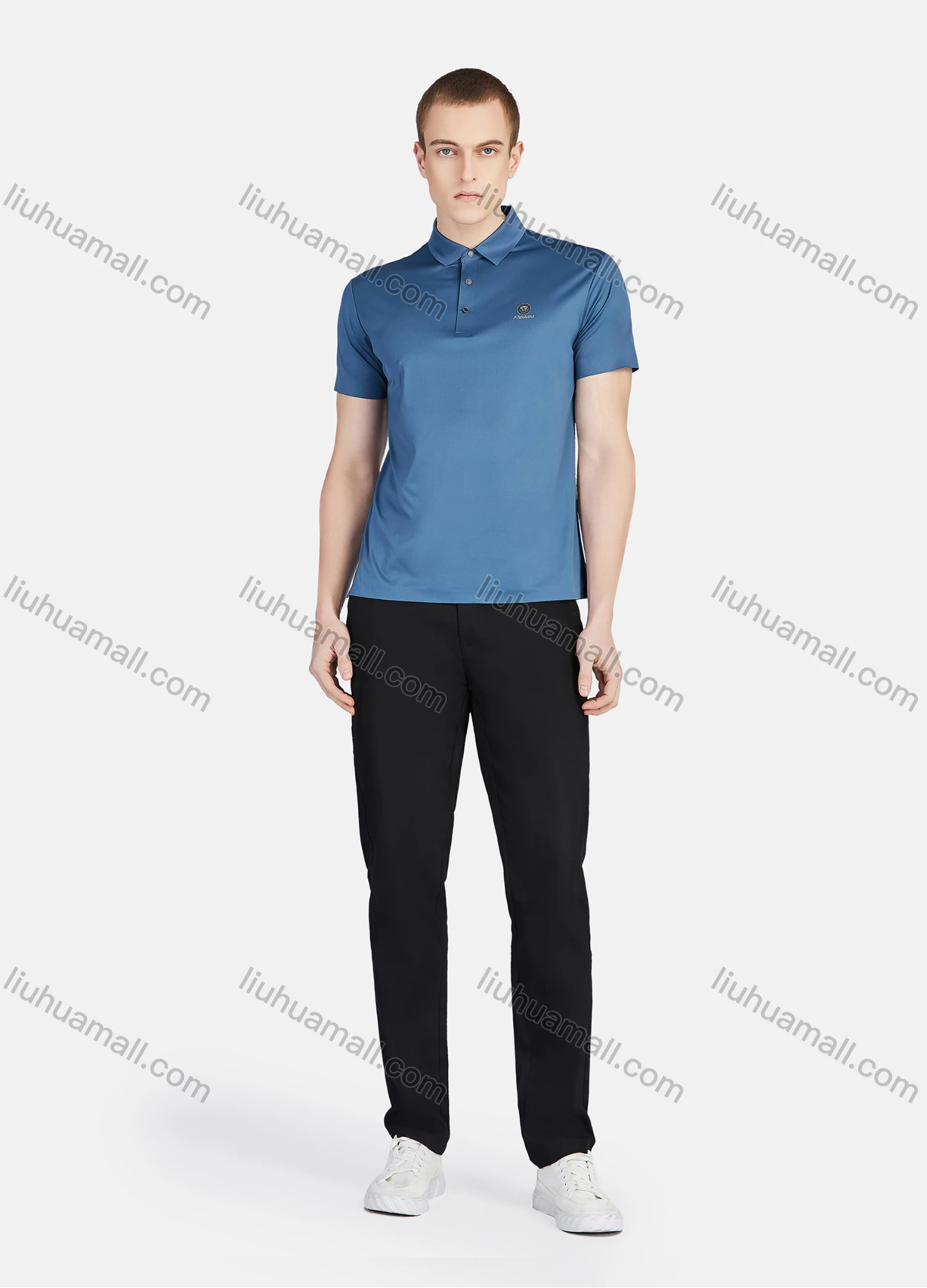 Wholesale Men's Casual Short Sleeve Slim Fit Embroidery Plain Polo Shirt - Liuhuamall