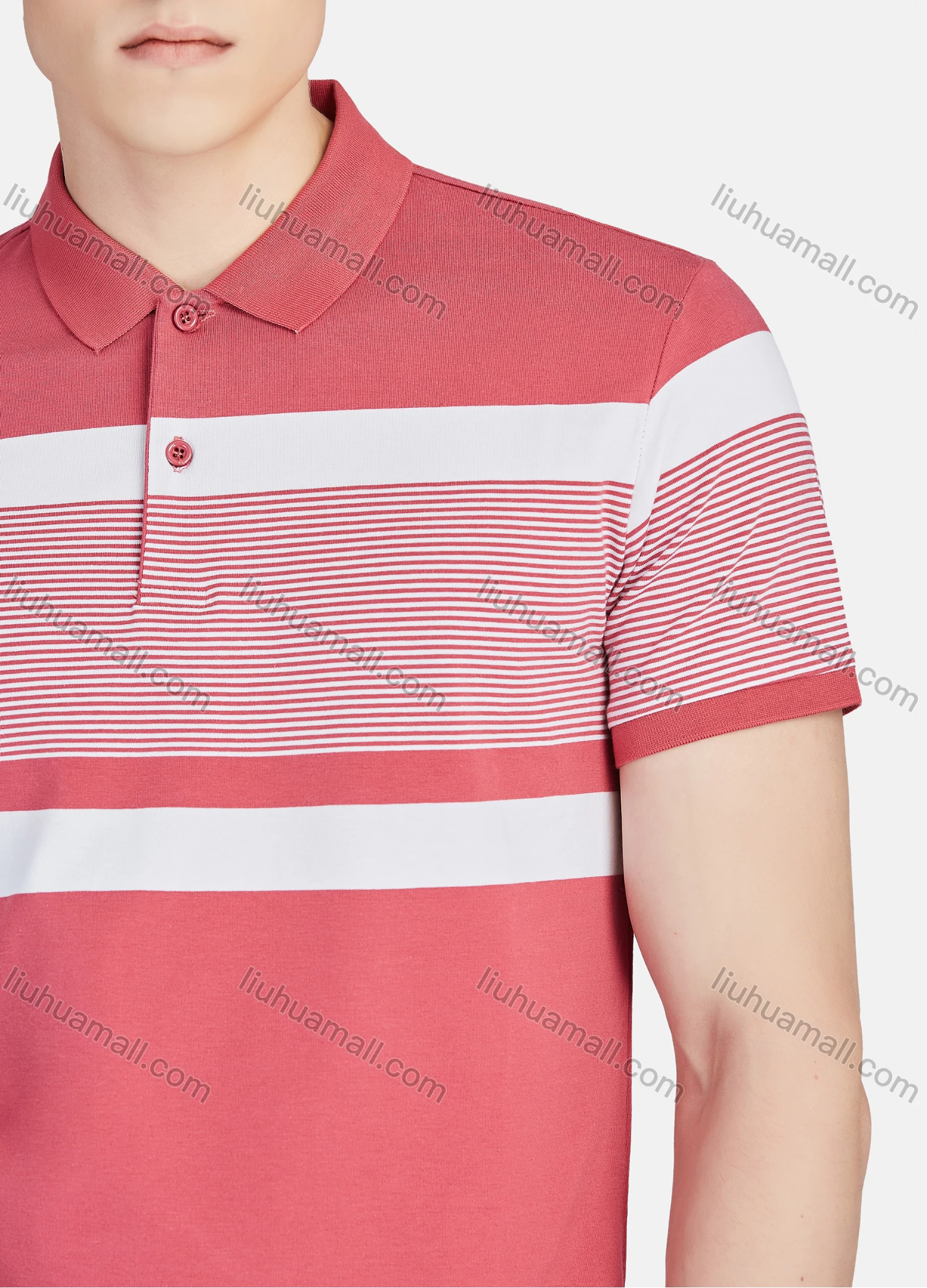Wholesale Men's Casual Striped Colorblock Slim Fit Short Sleeve Polo Shirt - Liuhuamall