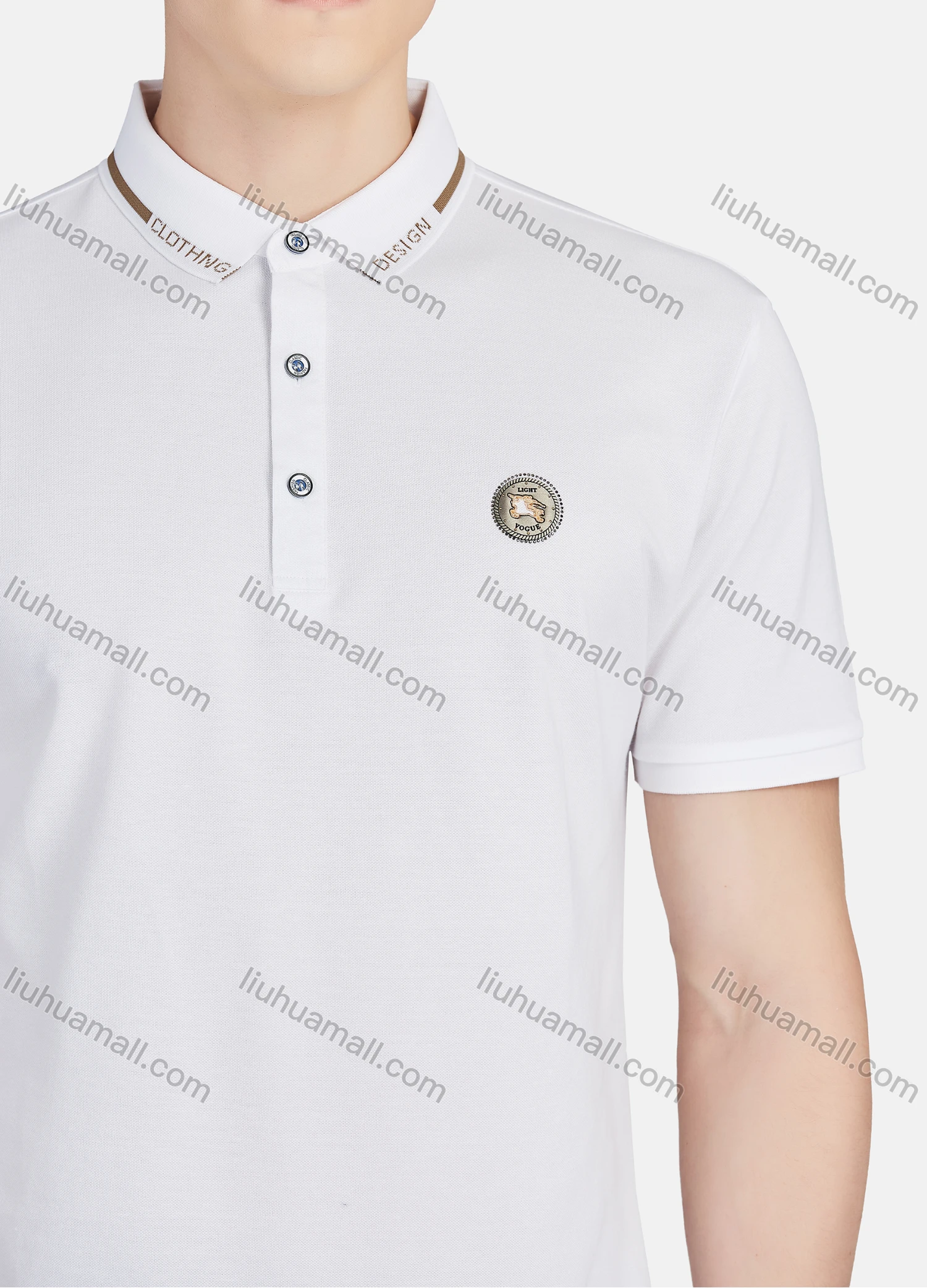 Wholesale Men's Short Sleeve Slim Fit Plain Embroidery Letter Casual Polo Shirt - Liuhuamall