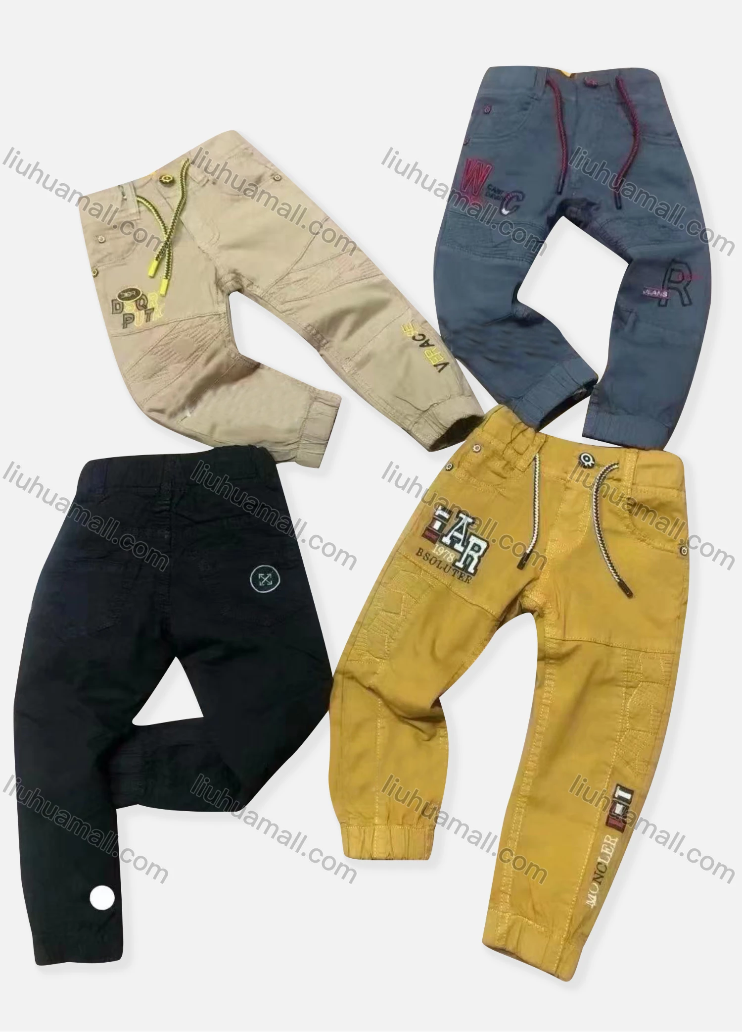 Wholesale Boy's Casual Letter Graphic Drawstring Joggers 080# - Liuhuamall