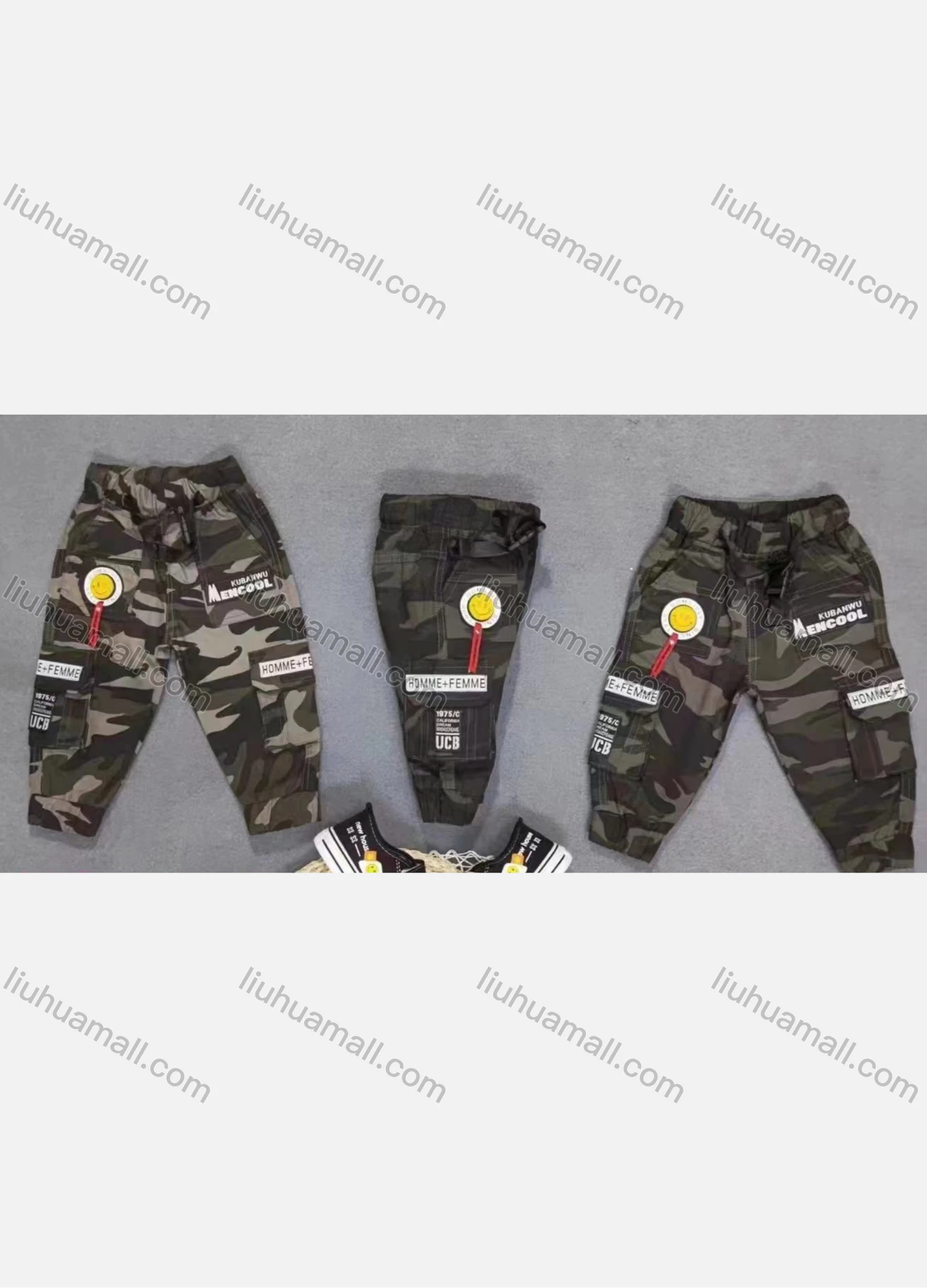 Wholesale Boy's Casual Labeled Elastic Waist Cargo Pants With Buckle 1090# - Liuhuamall