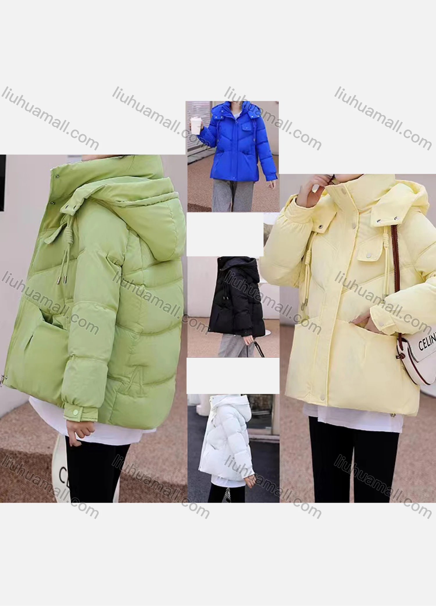 Wholesale Women's Casual Plain Hooded Pockets Thermal Lined Puffer Jacket - Liuhuamall