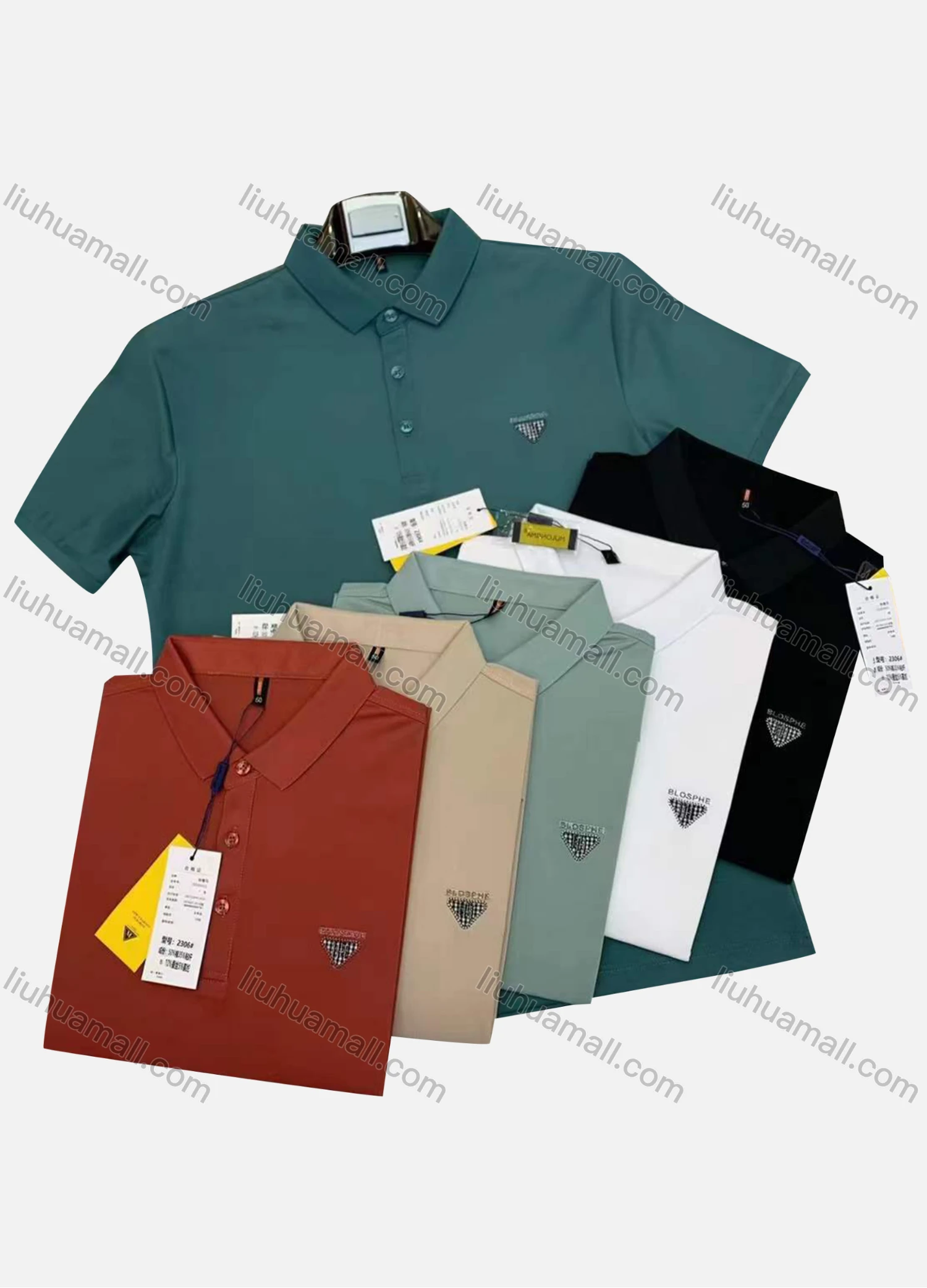 Wholesale Men's Casual Plain Labeled Short Sleeve Polo Shirt 2306# - Liuhuamall