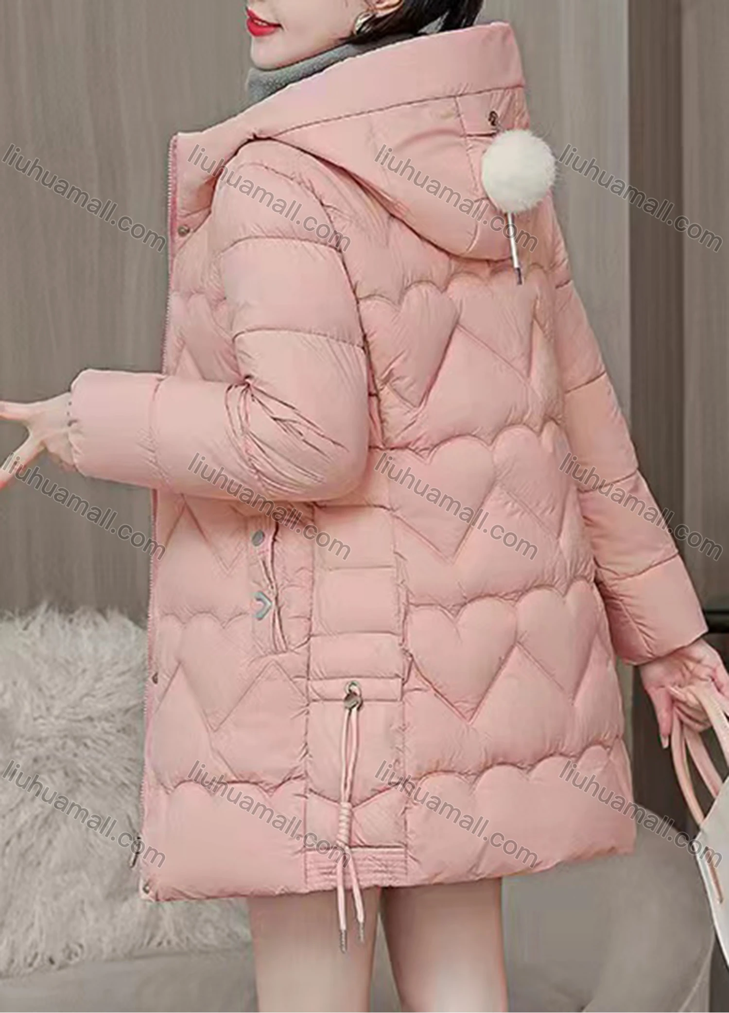 Wholesale Women's Casual Plain Hooded Pockets Zipper Quilted Puffer Coat - Liuhuamall
